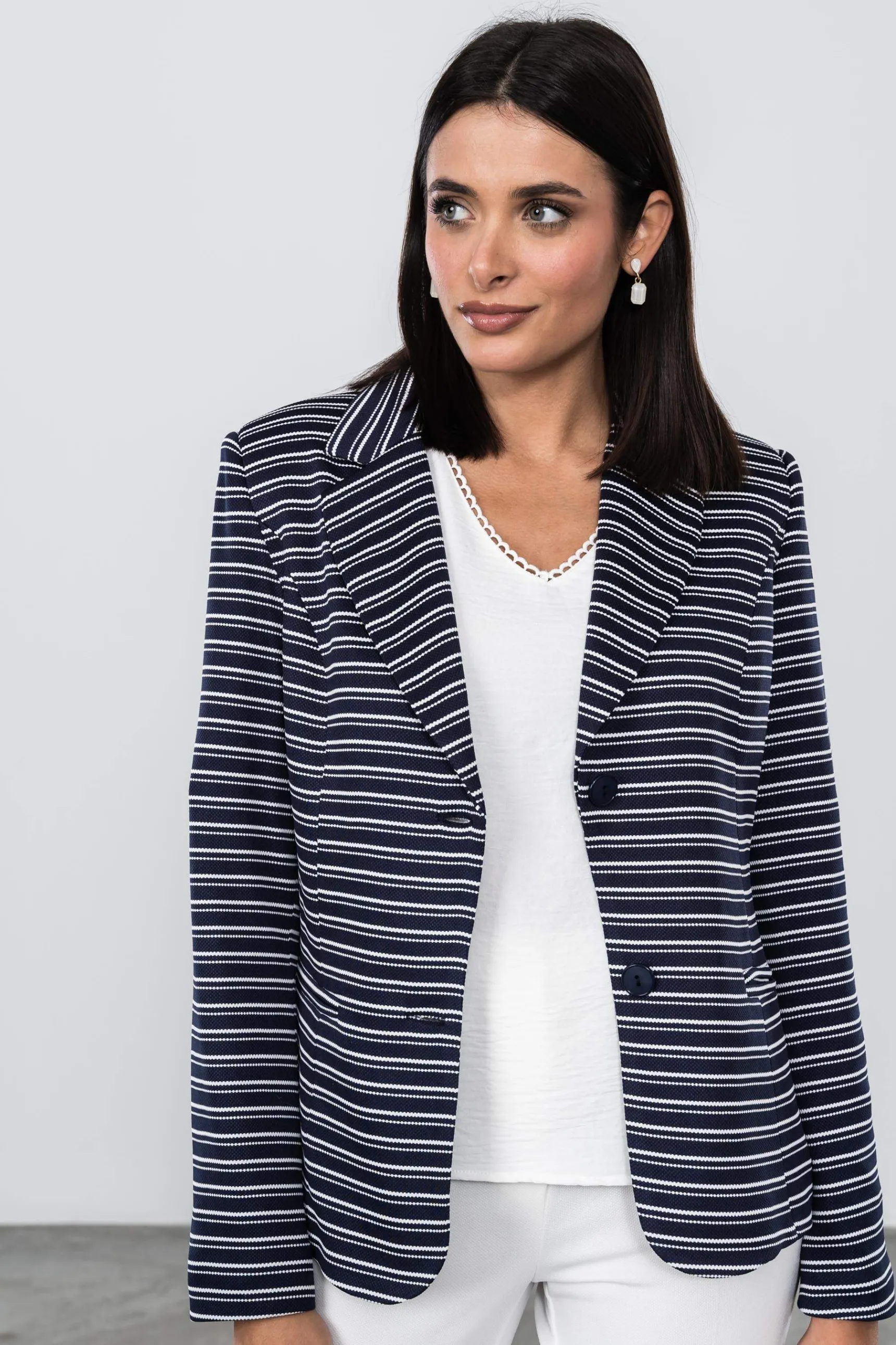 Precchio Chaquetas<AMERICANA RAYAS JACQUARD MARINO