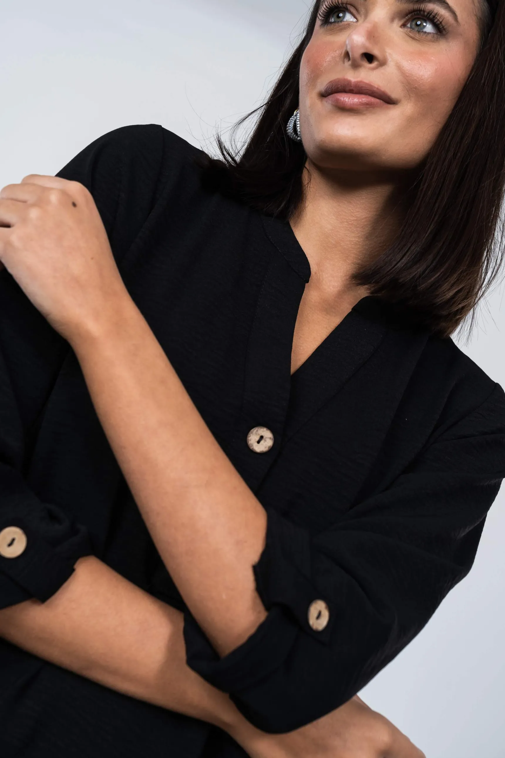 blusa_botones_mf_negro_2.webp Precchio Blusas Y Camisas<BLUSA BOTONES M/F NEGRO