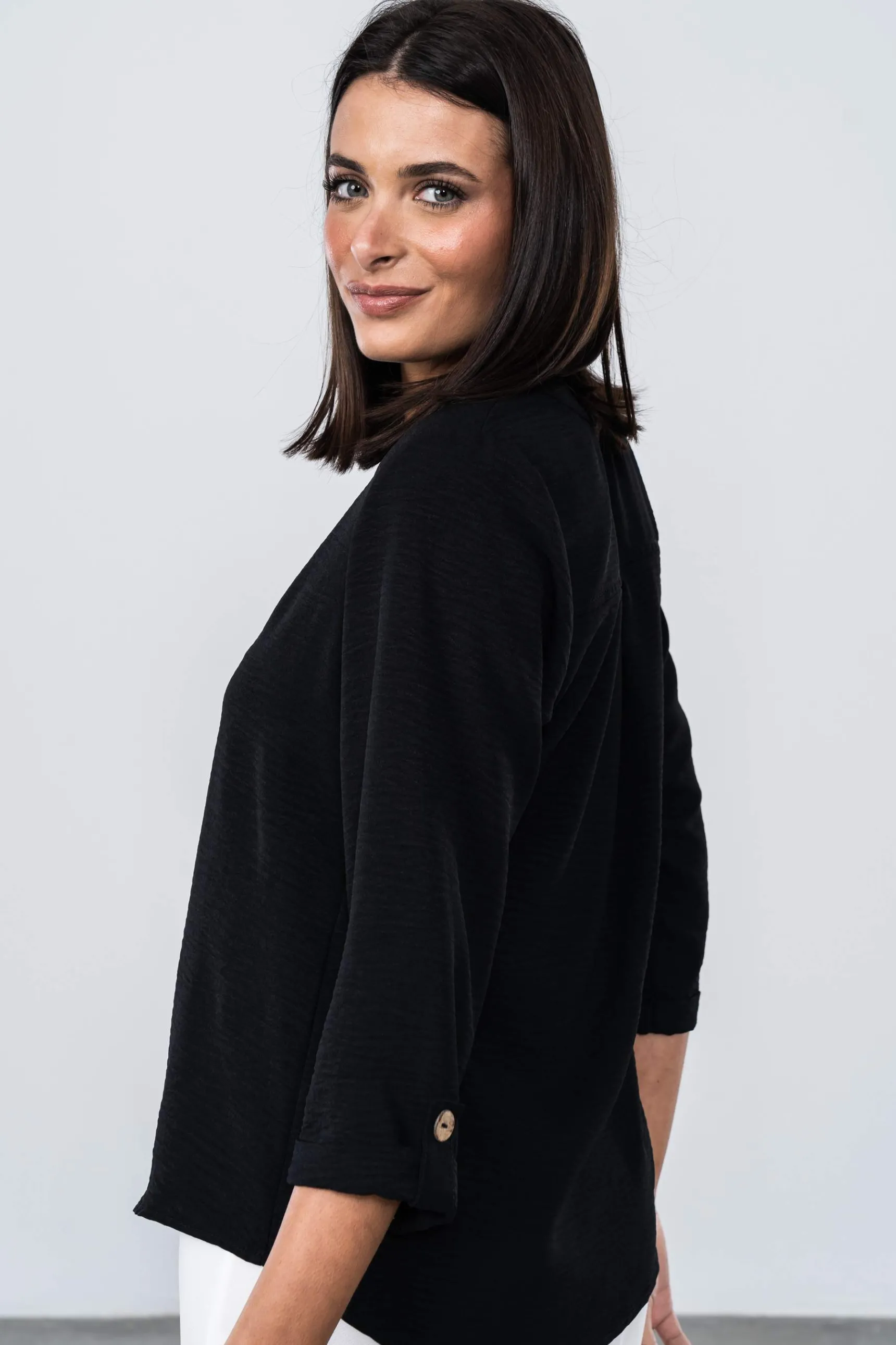 blusa_botones_mf_negro_3.webp Precchio Blusas Y Camisas<BLUSA BOTONES M/F NEGRO
