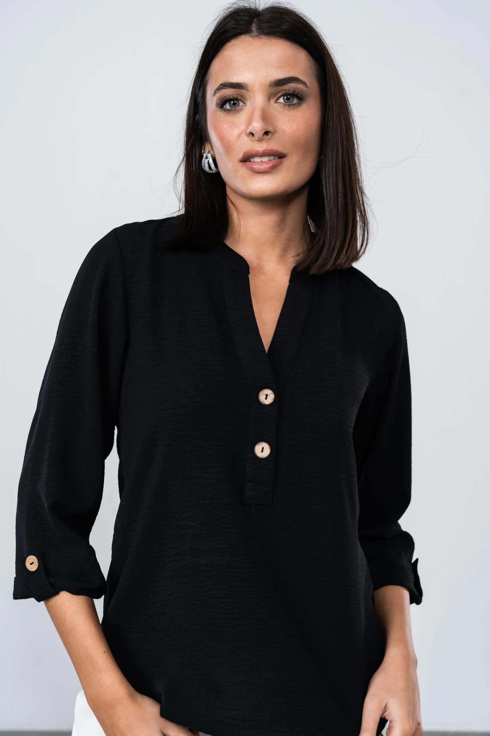 blusa_botones_mf_negro_6.webp Precchio Blusas Y Camisas<BLUSA BOTONES M/F NEGRO