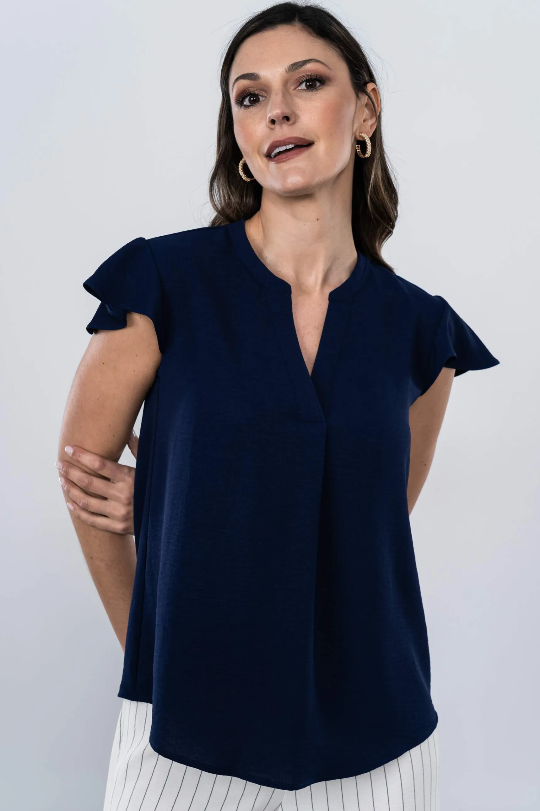 Precchio Blusas Y Camisas<BLUSA CUELLO UVE MARINO