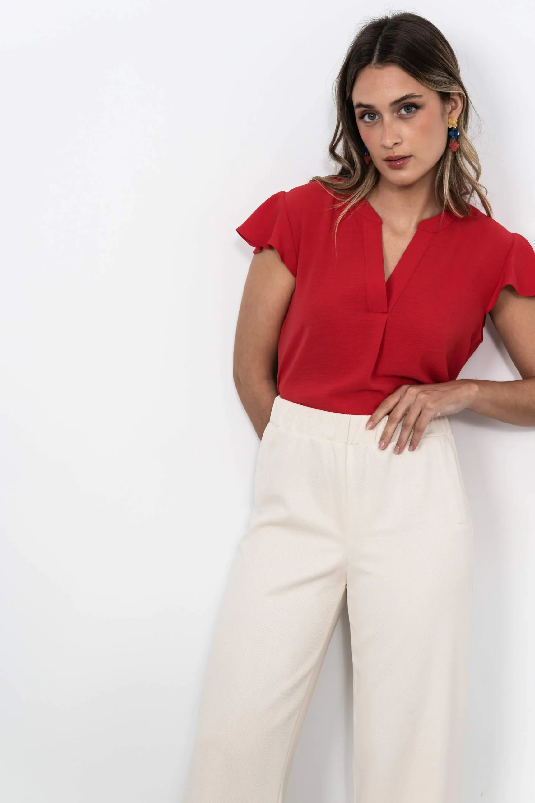 Precchio Blusas Y Camisas<BLUSA CUELLO UVE ROJO