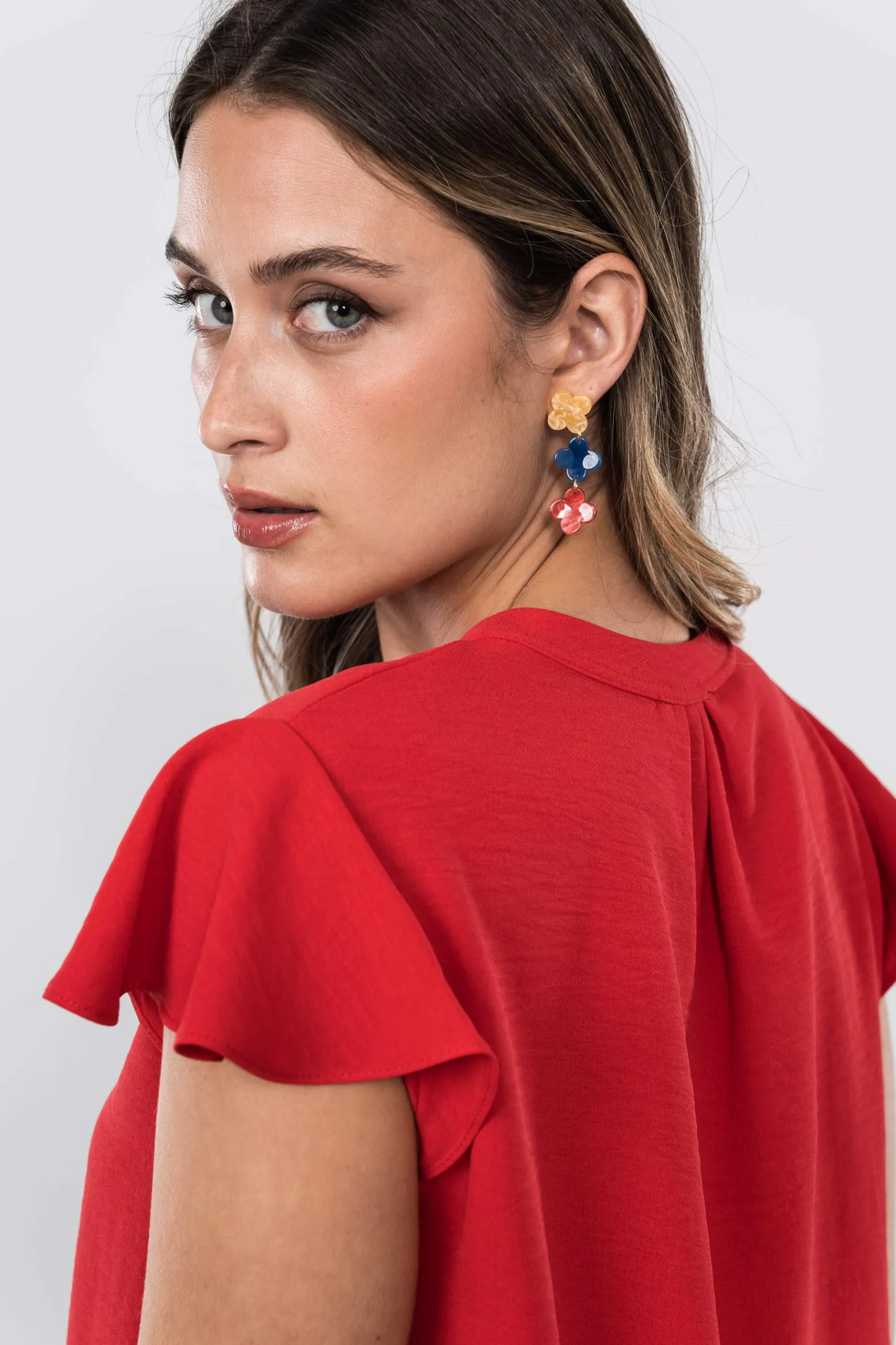 blusa_cuello_uve_rojo_7.webp Precchio Blusas Y Camisas<BLUSA CUELLO UVE ROJO