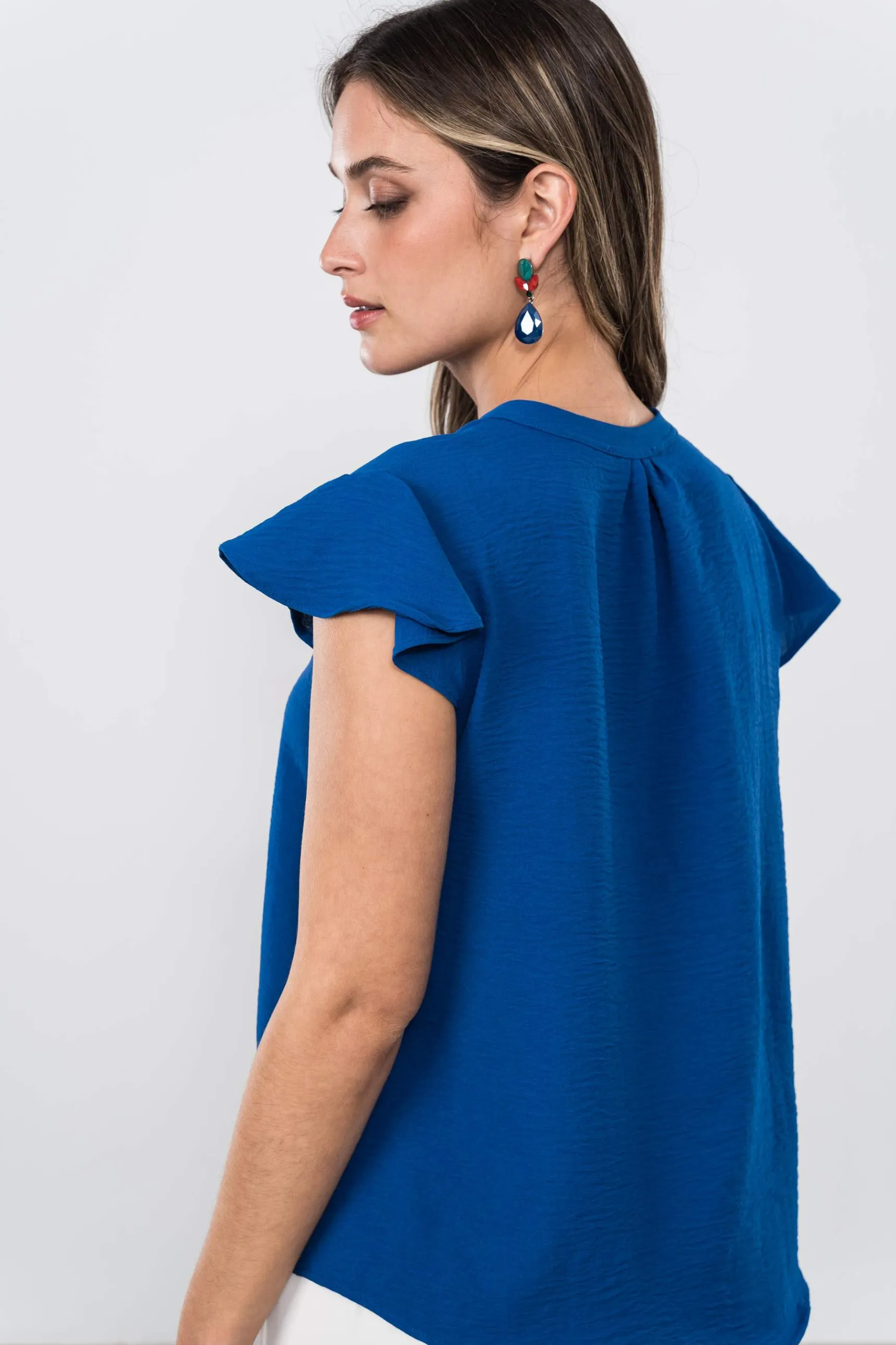 blusa_cuello_uve_tinta_3.webp Precchio Blusas Y Camisas<BLUSA CUELLO UVE TINTA