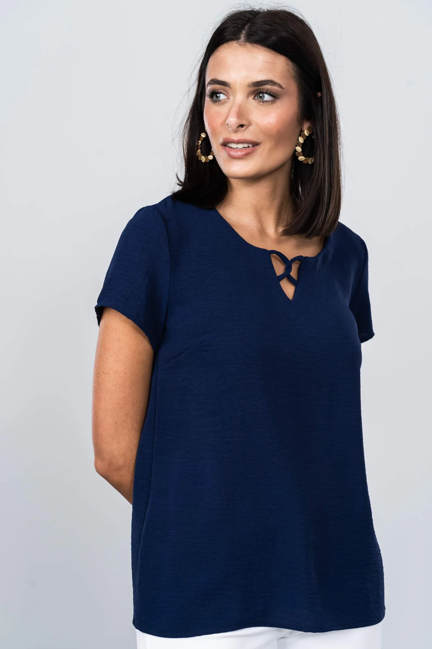 Precchio Blusas Y Camisas<BLUSA DETALLE CRUZADO MARINO