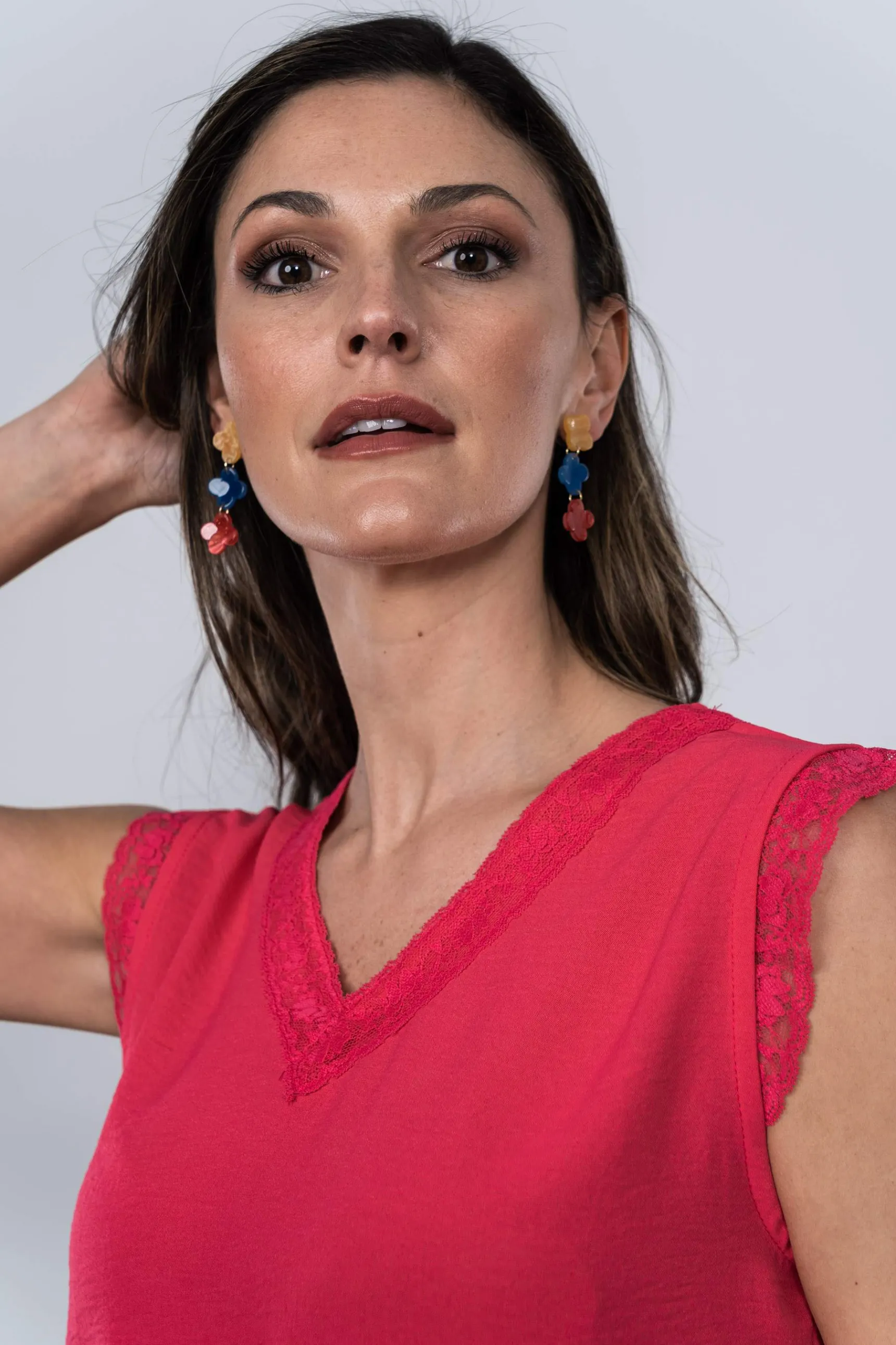 Precchio Blusas Y Camisas<BLUSA ENCAJE MANGA SISA FRESA