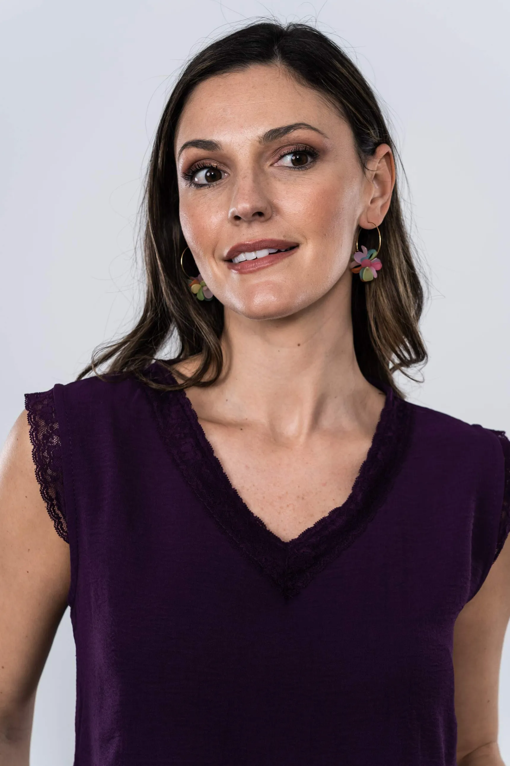 Precchio Blusas Y Camisas<BLUSA ENCAJE MANGA SISA MORADO