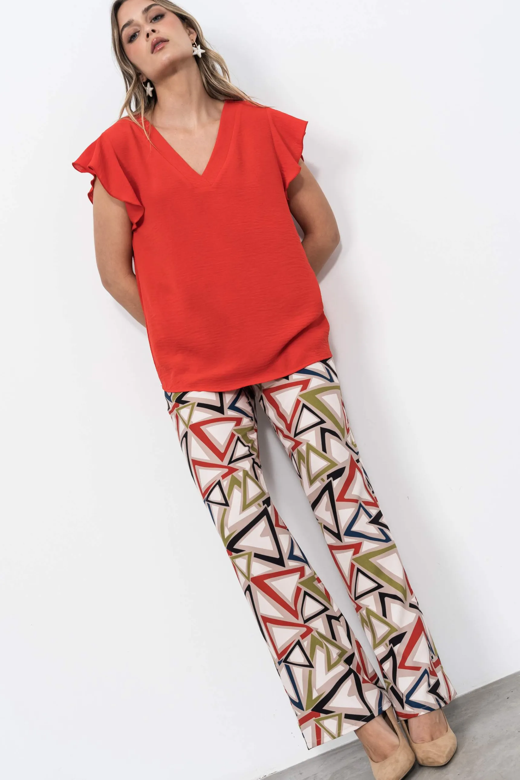 blusa_manga_capa_rojo_4.webp Precchio Blusas Y Camisas<BLUSA MANGA CAPA ROJO