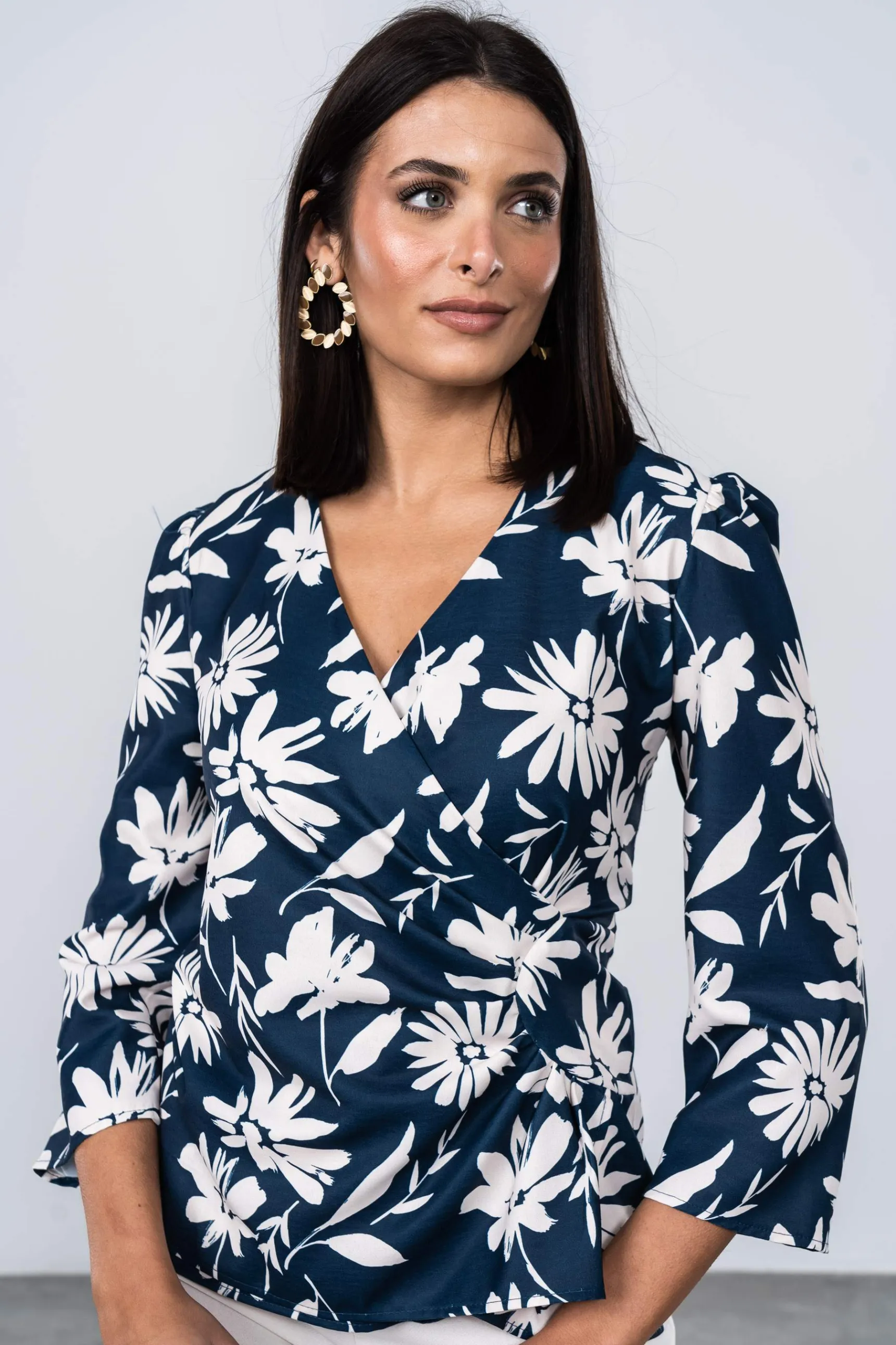 Precchio Blusas Y Camisas<BLUSA RECOGIDO LATERAL FLOR