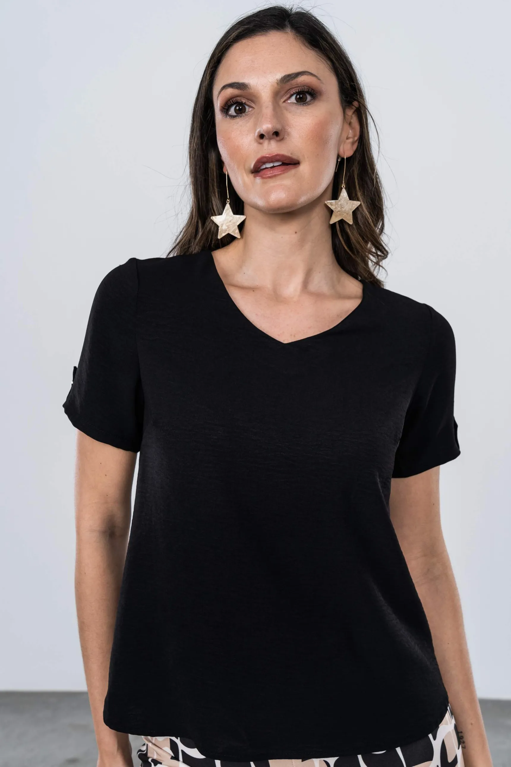 Precchio Blusas Y Camisas<BLUSA TRABILLA MANGA CORTA NEGRO