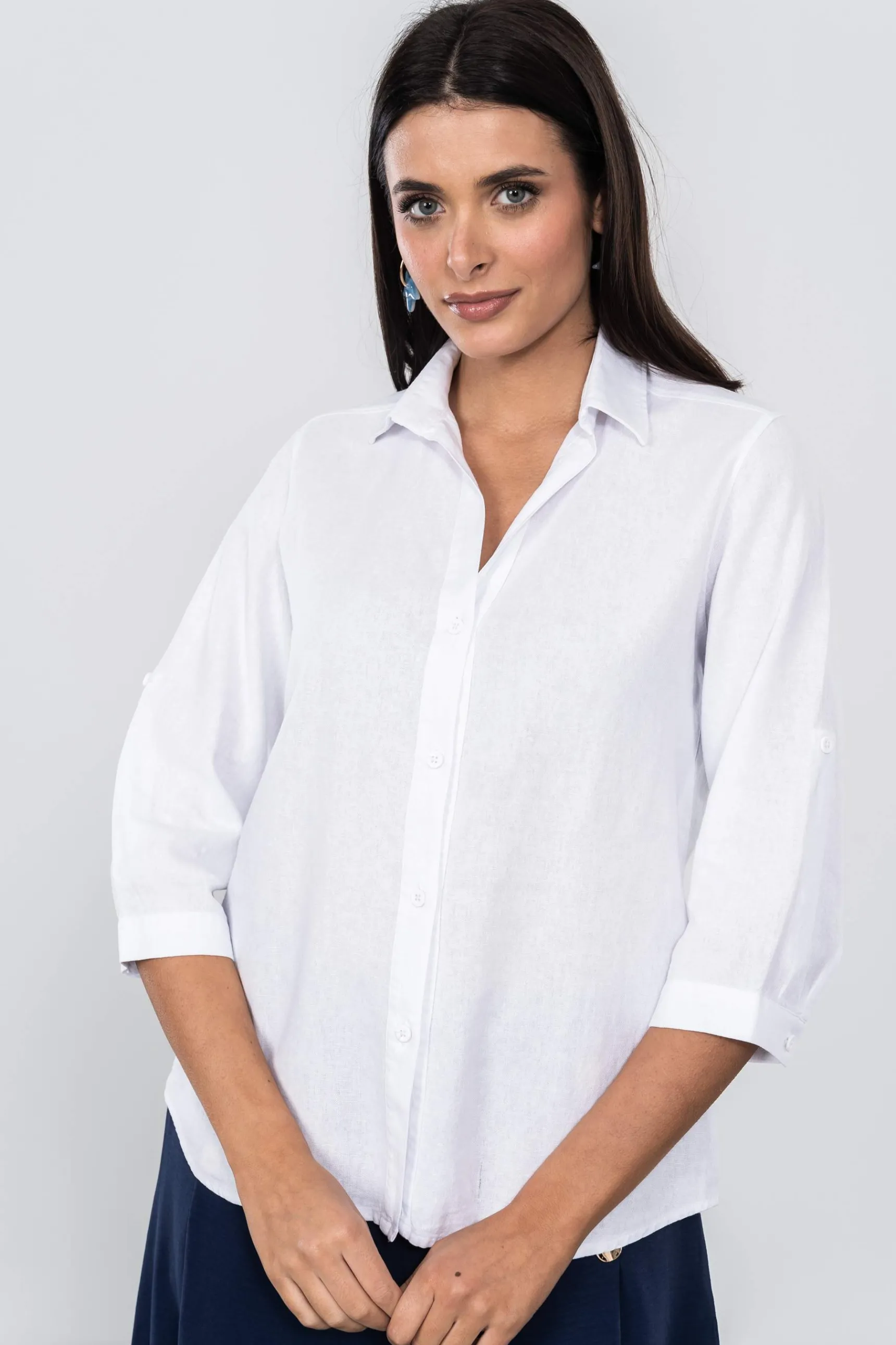 Precchio Blusas Y Camisas<CAMISA EFECTO LINO BLANCO