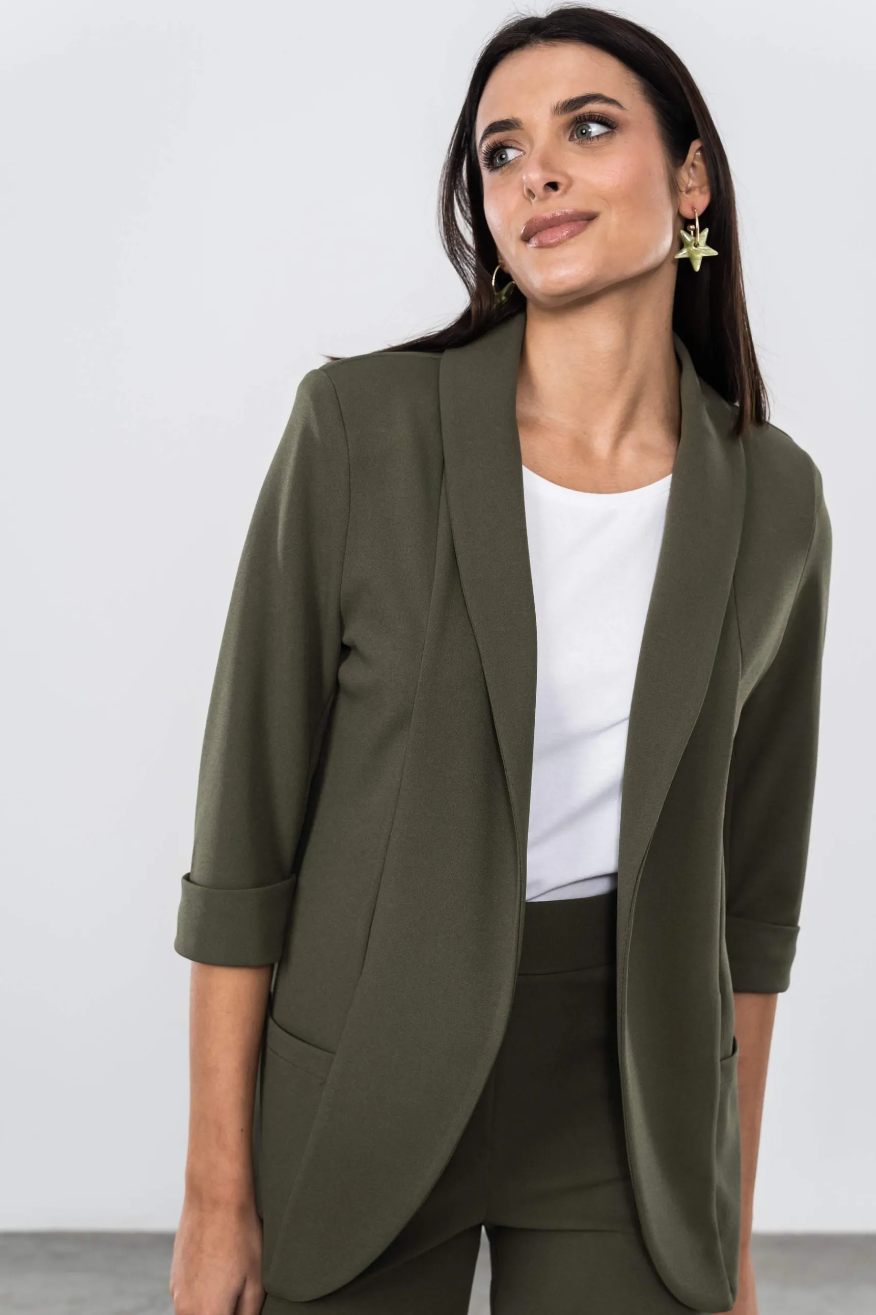 Precchio Chaquetas<CHAQUETA ABIERTA SOLAPAS KAKI