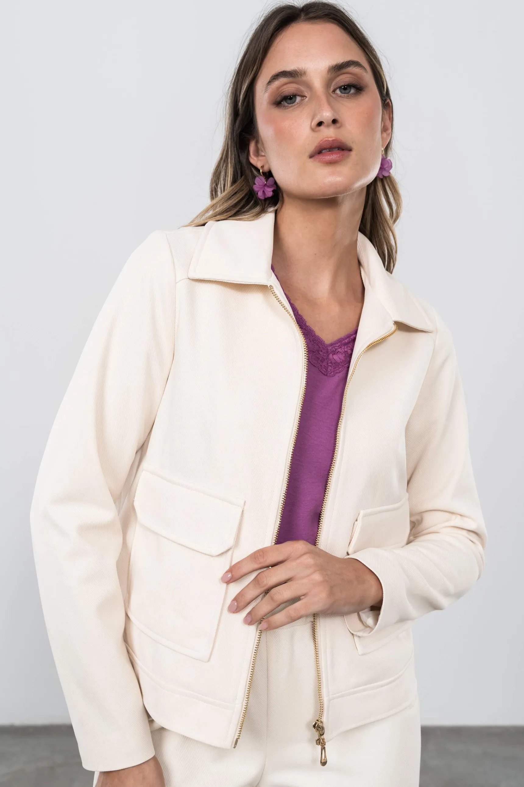 Precchio Chaquetas<CHAQUETA BOLSILLOS CREMALLERA CRUDO