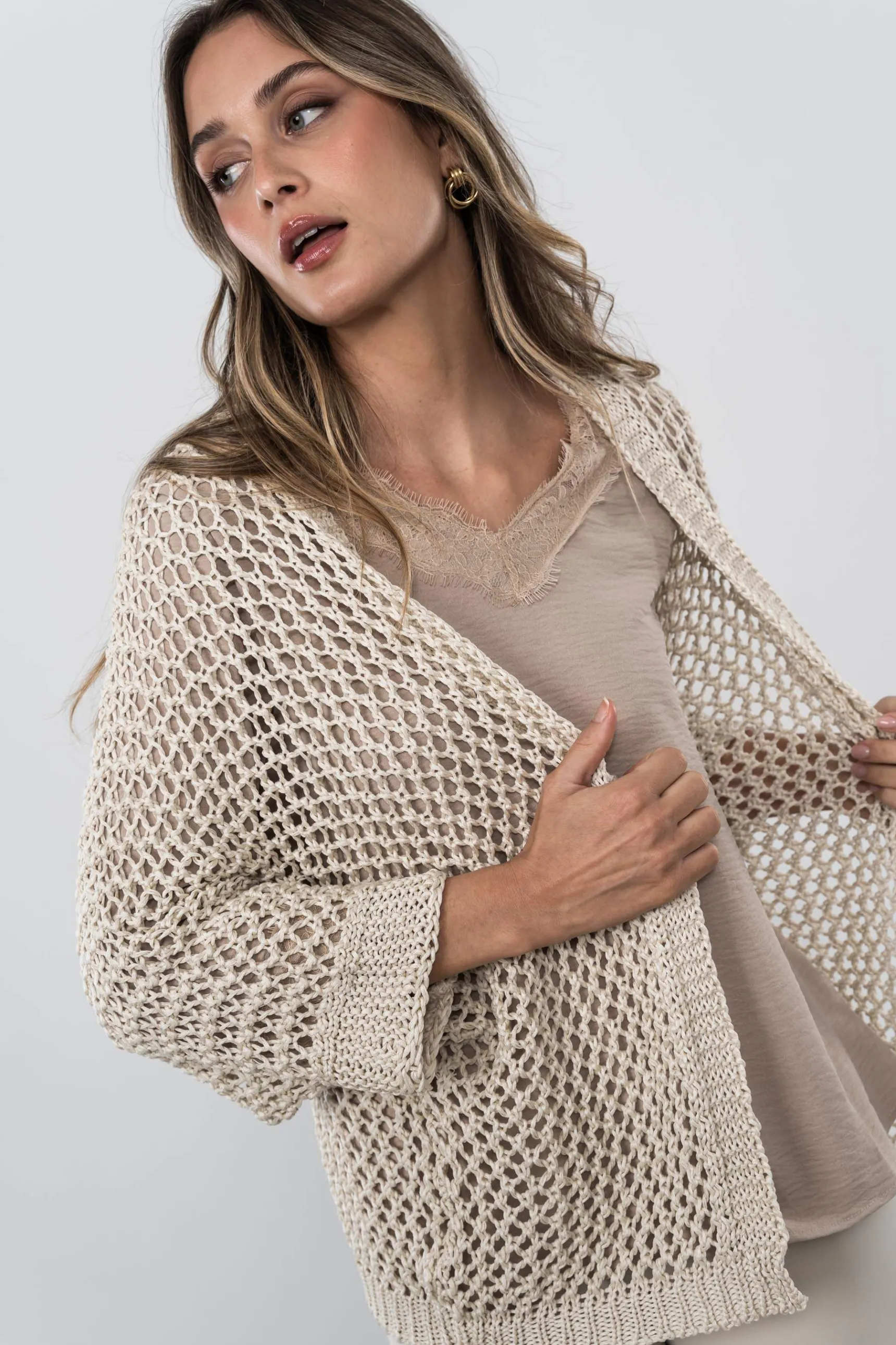 chaqueta_calada_arena_2.webp Precchio Jerseys Y Cardigans<CHAQUETA CALADA ARENA