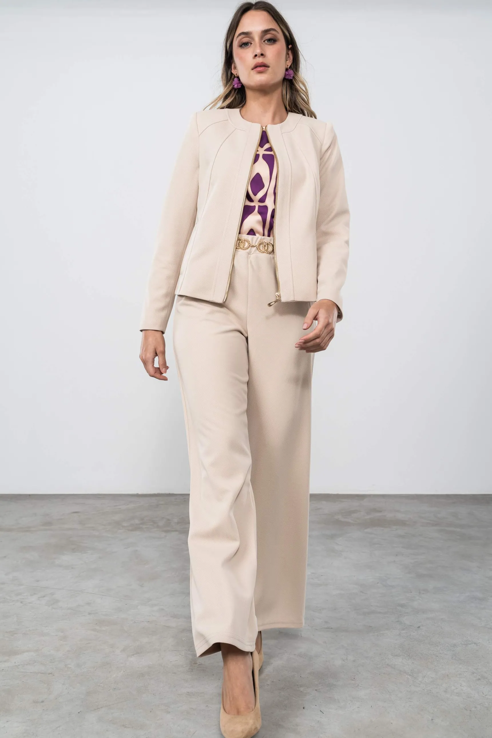 Precchio Chaquetas<CHAQUETA CORTE CREMALLERA BEIGE