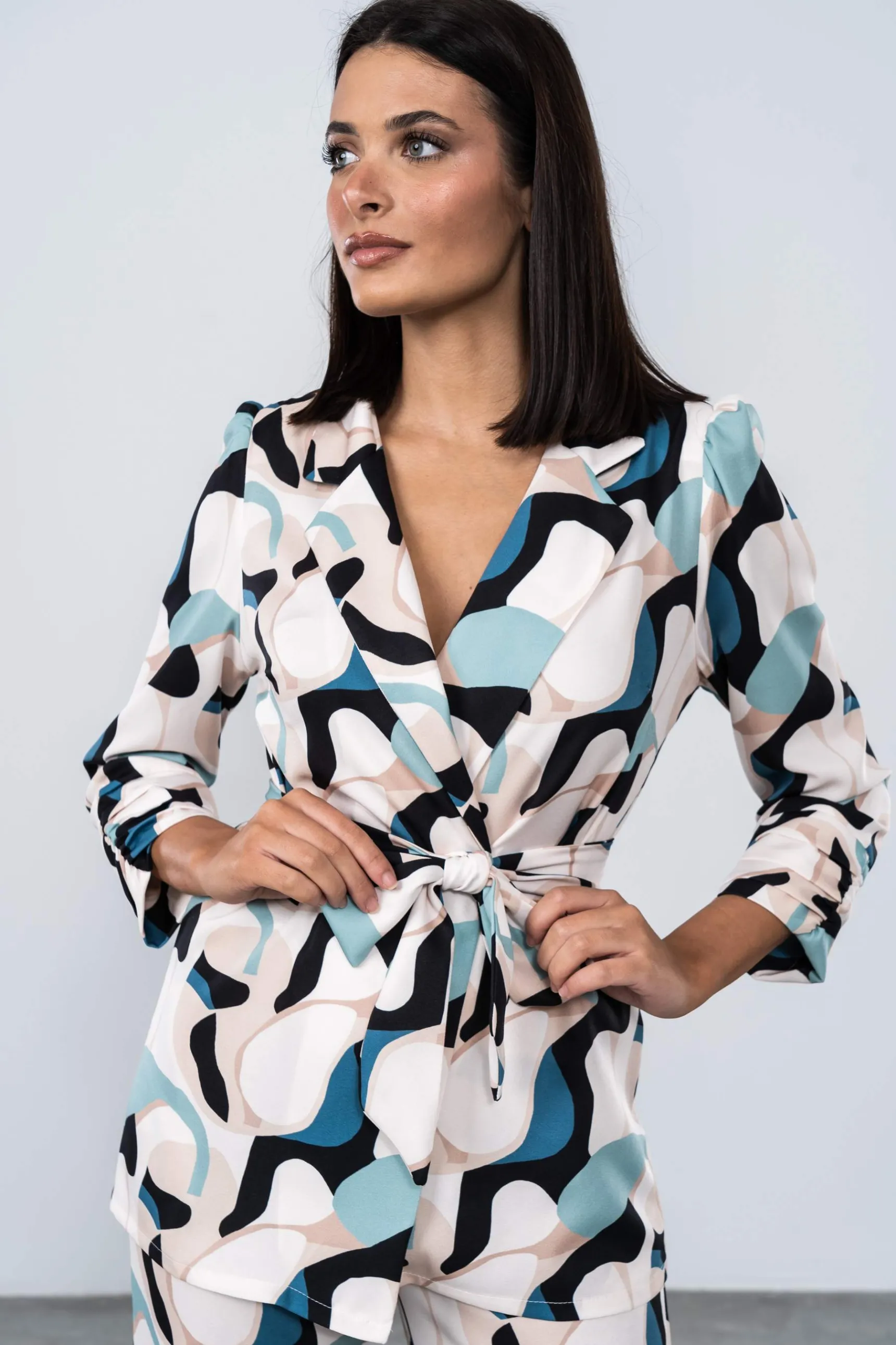 Precchio Chaquetas<CHAQUETA GEOMÉTRICOS CINTURÓN
