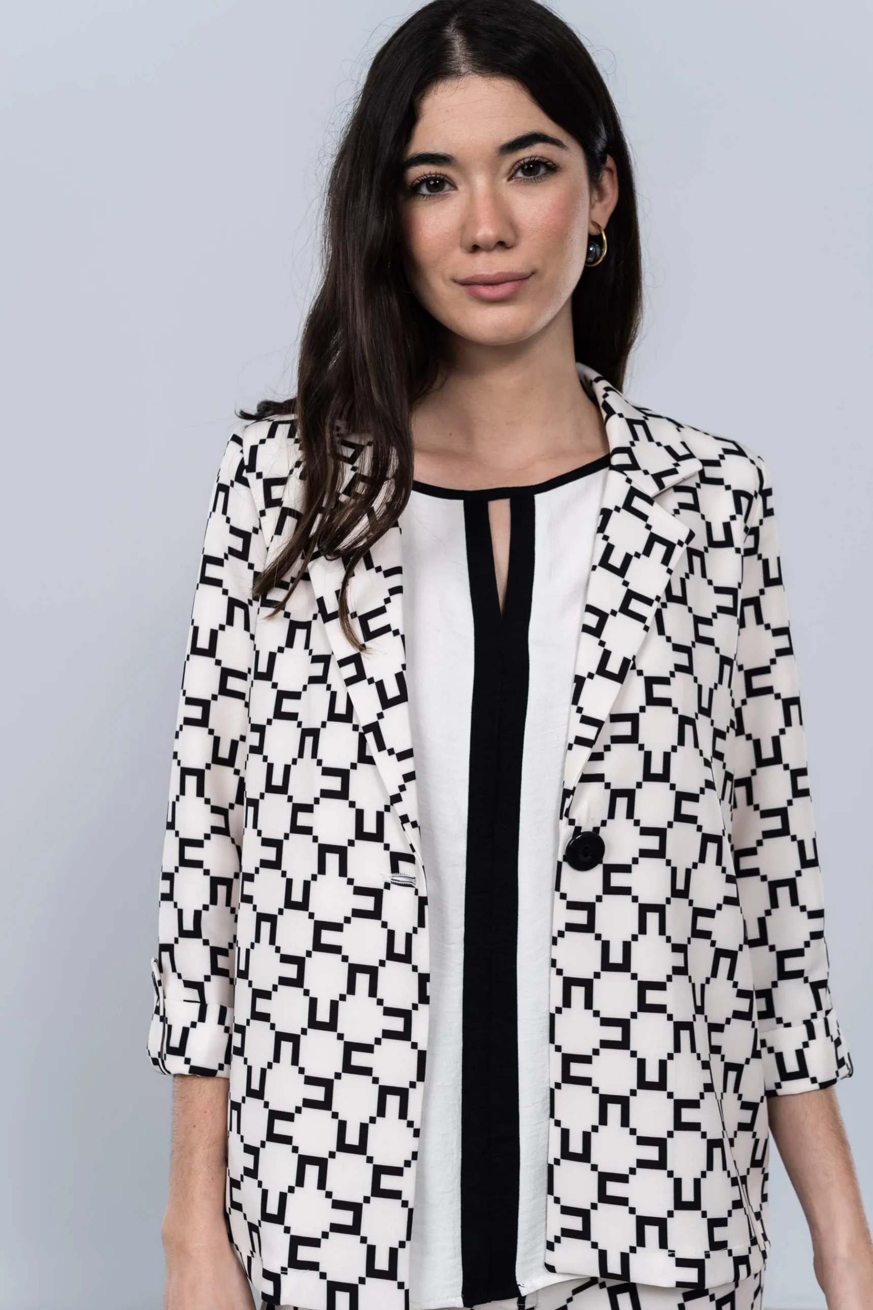 Precchio Chaquetas<CHAQUETA PUÑO BOTÓN GEOMÉTRICO CRUDO