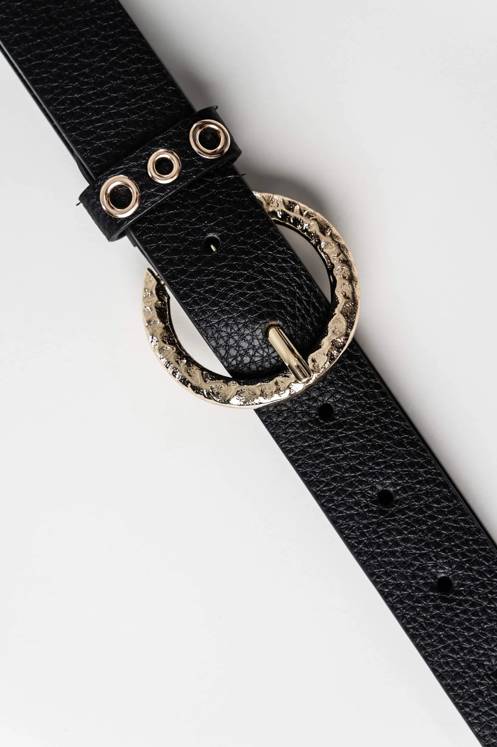 Precchio Cinturones<CINTURÓN HEBILLA TEXTURA NEGRO
