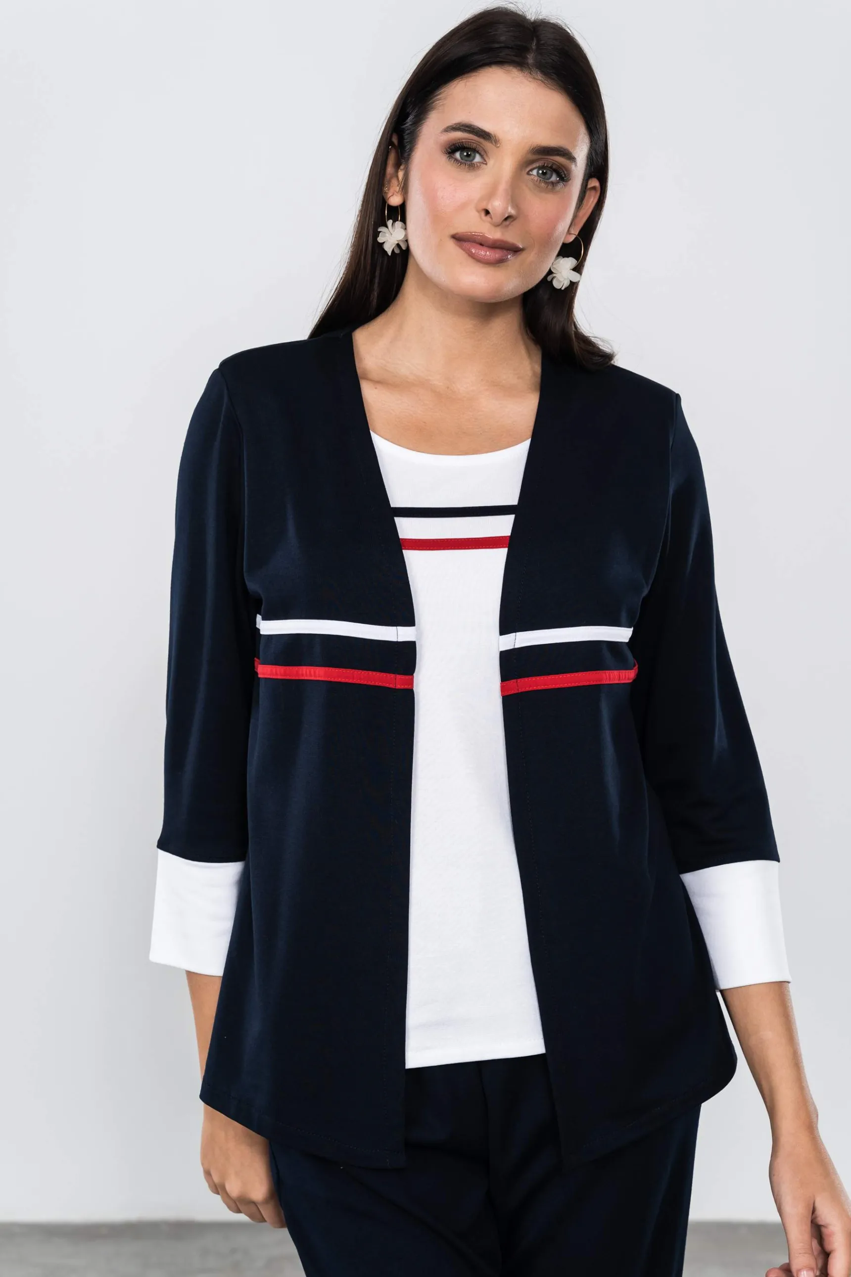 Precchio Camisetas<CONJUNTO SIMULADO DOBLE RAYA
