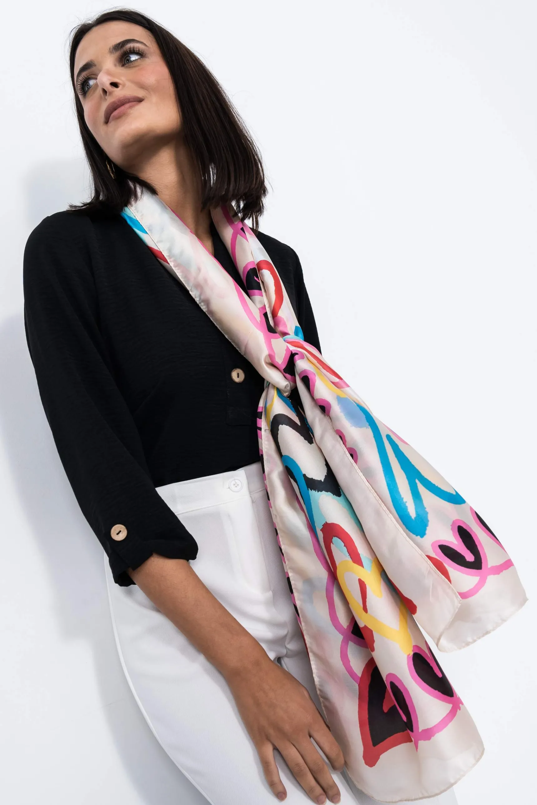 Precchio Foulards Y Estolas<FOULARD EFECTO SEDA CORAZONES BEIGE