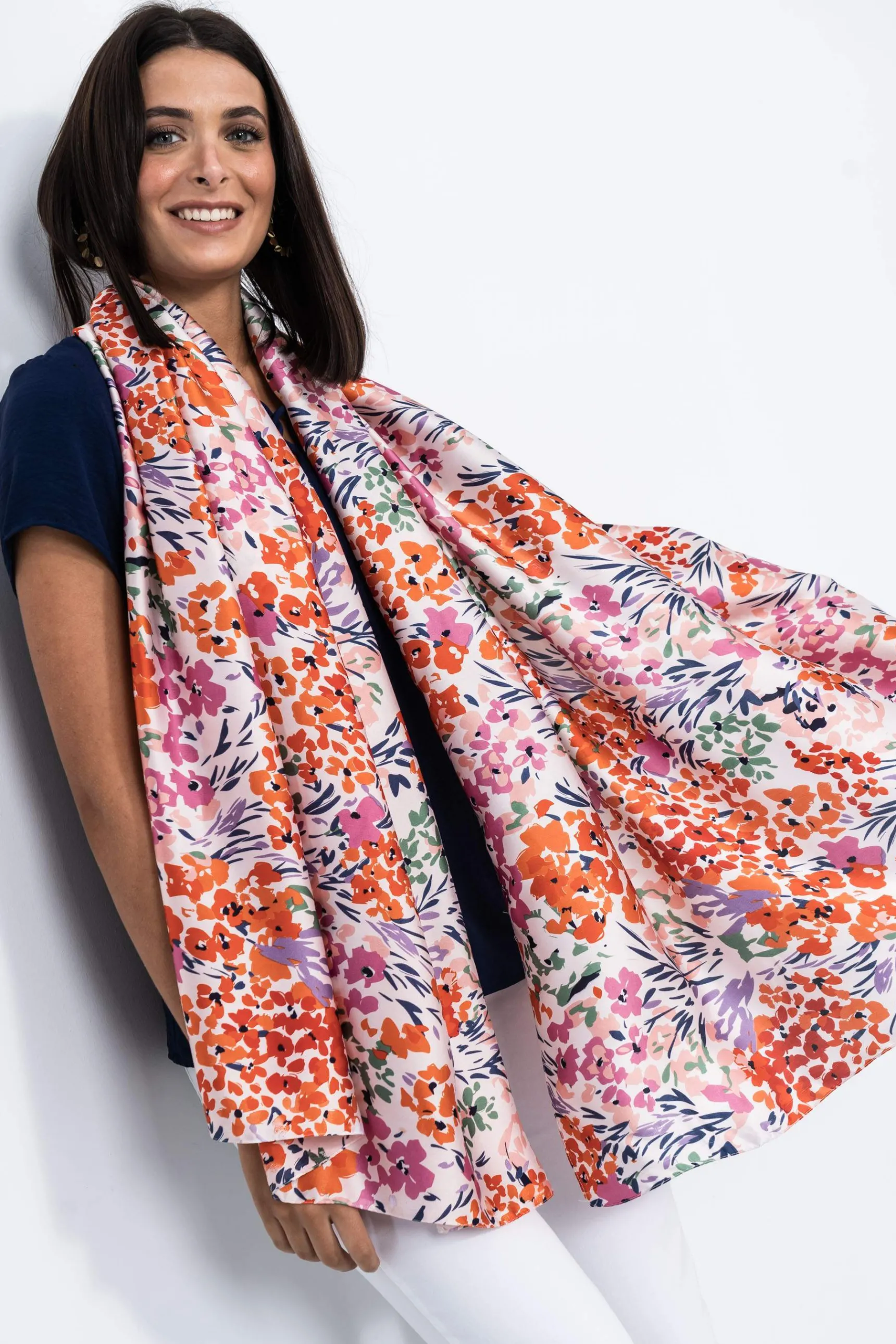 Precchio Foulards Y Estolas<FOULARD EFECTO SEDA FLORECITAS ROJO