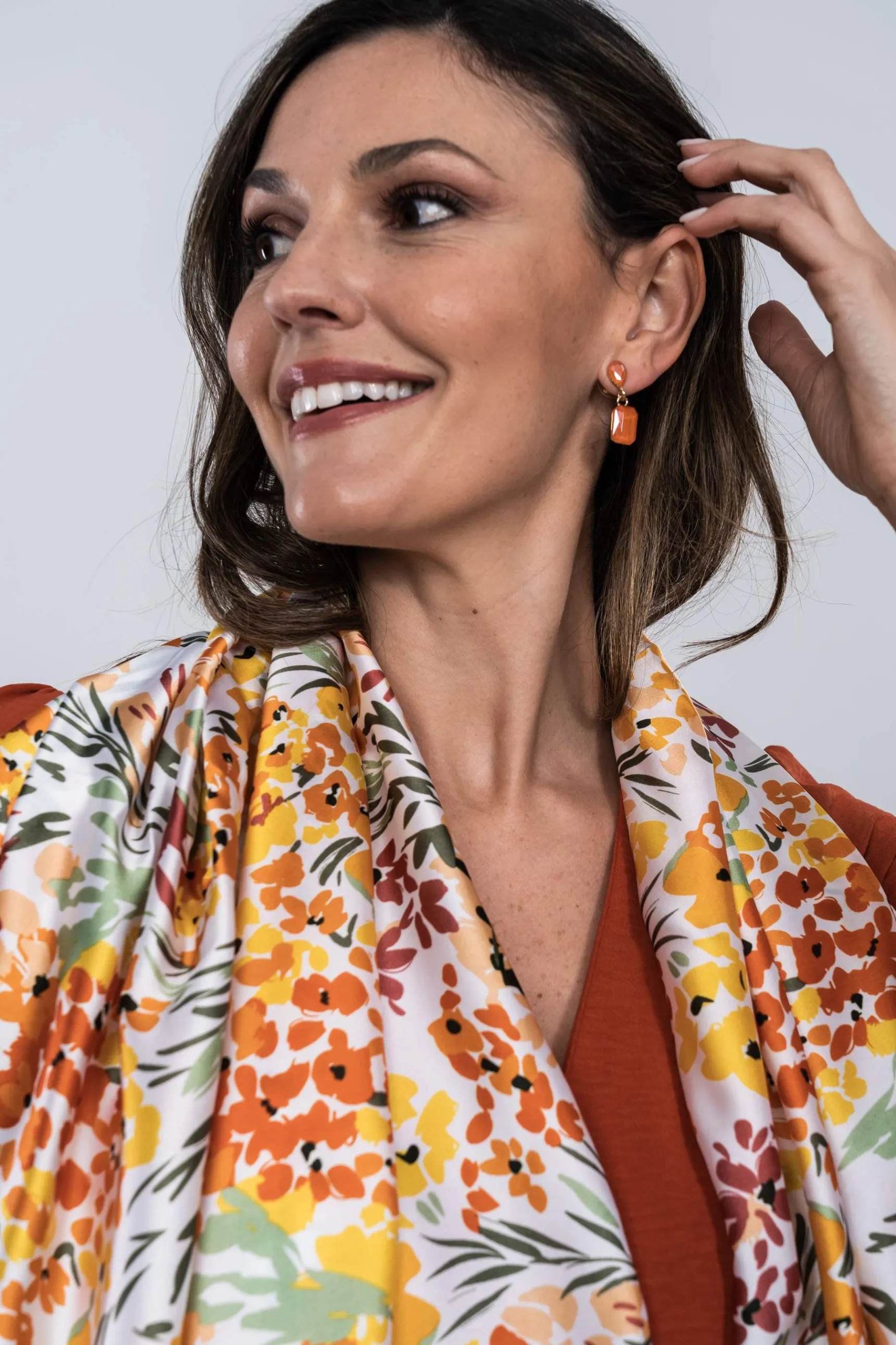 Precchio Foulards Y Estolas<FOULARD EFECTO SEDA FLORECITAS AMARILLO