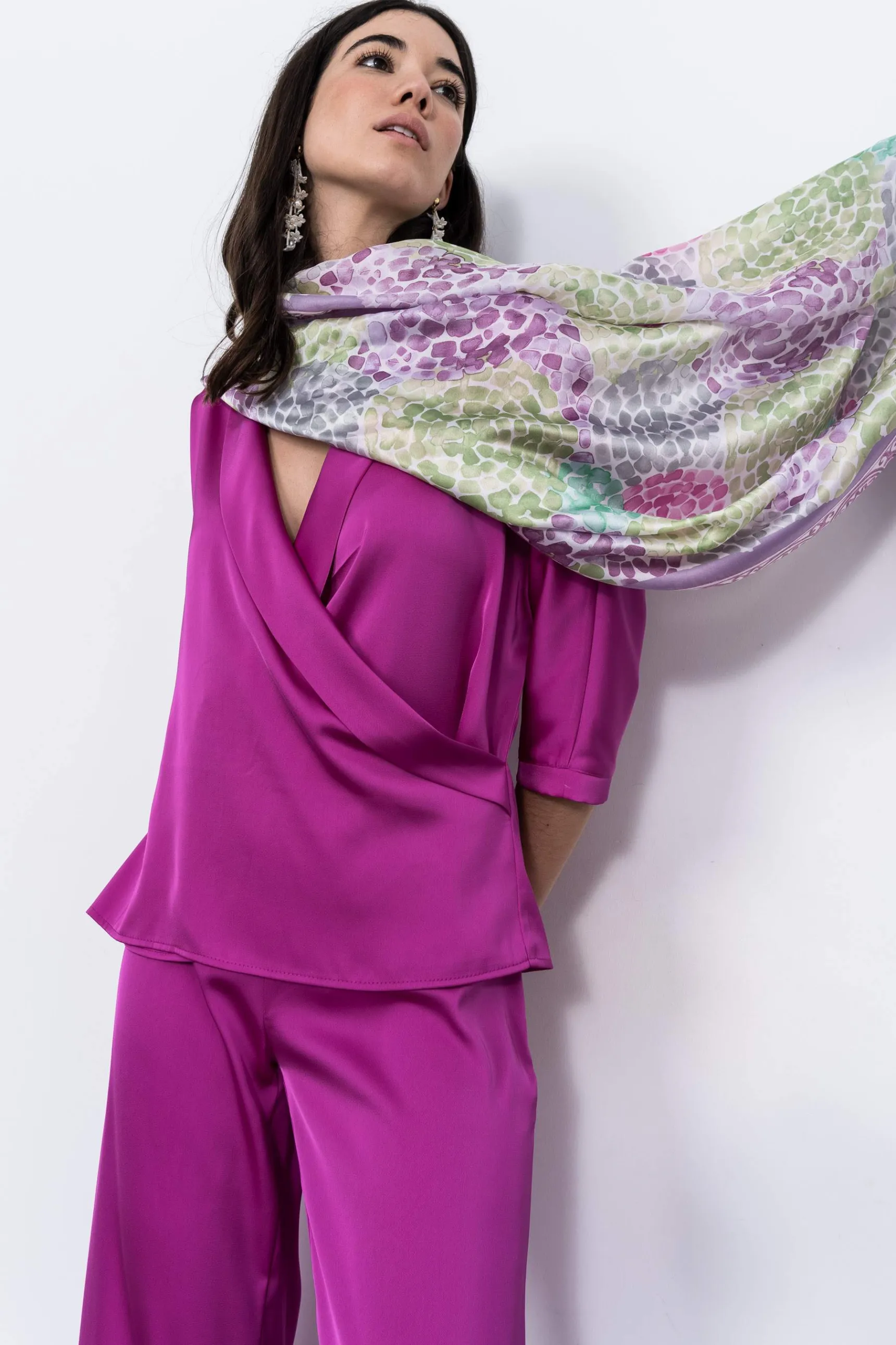 Precchio Foulards Y Estolas<FOULARD EFECTO SEDA MOSAICO MALVA