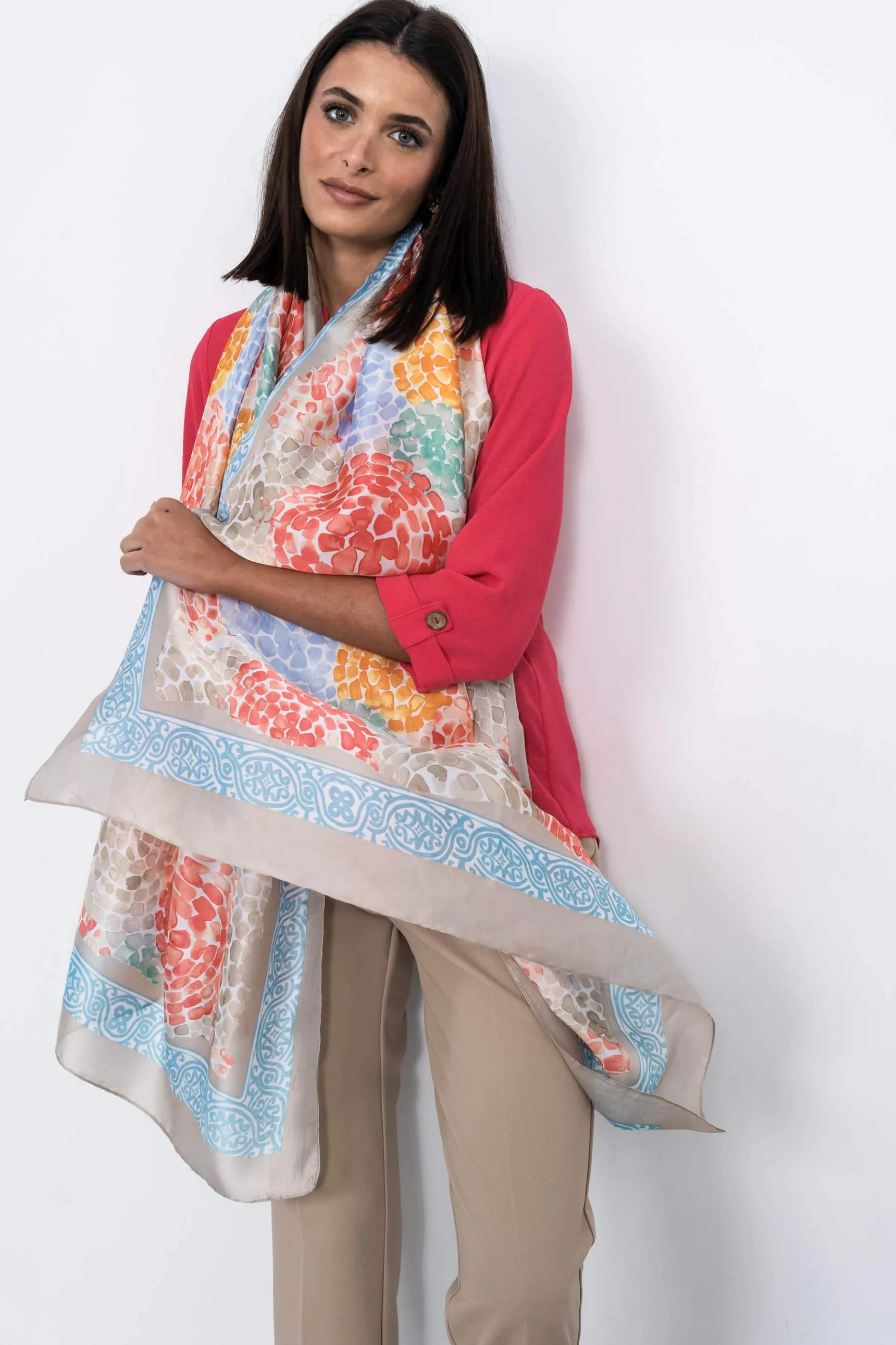 Precchio Foulards Y Estolas<FOULARD EFECTO SEDA MOSAICO TAUPE