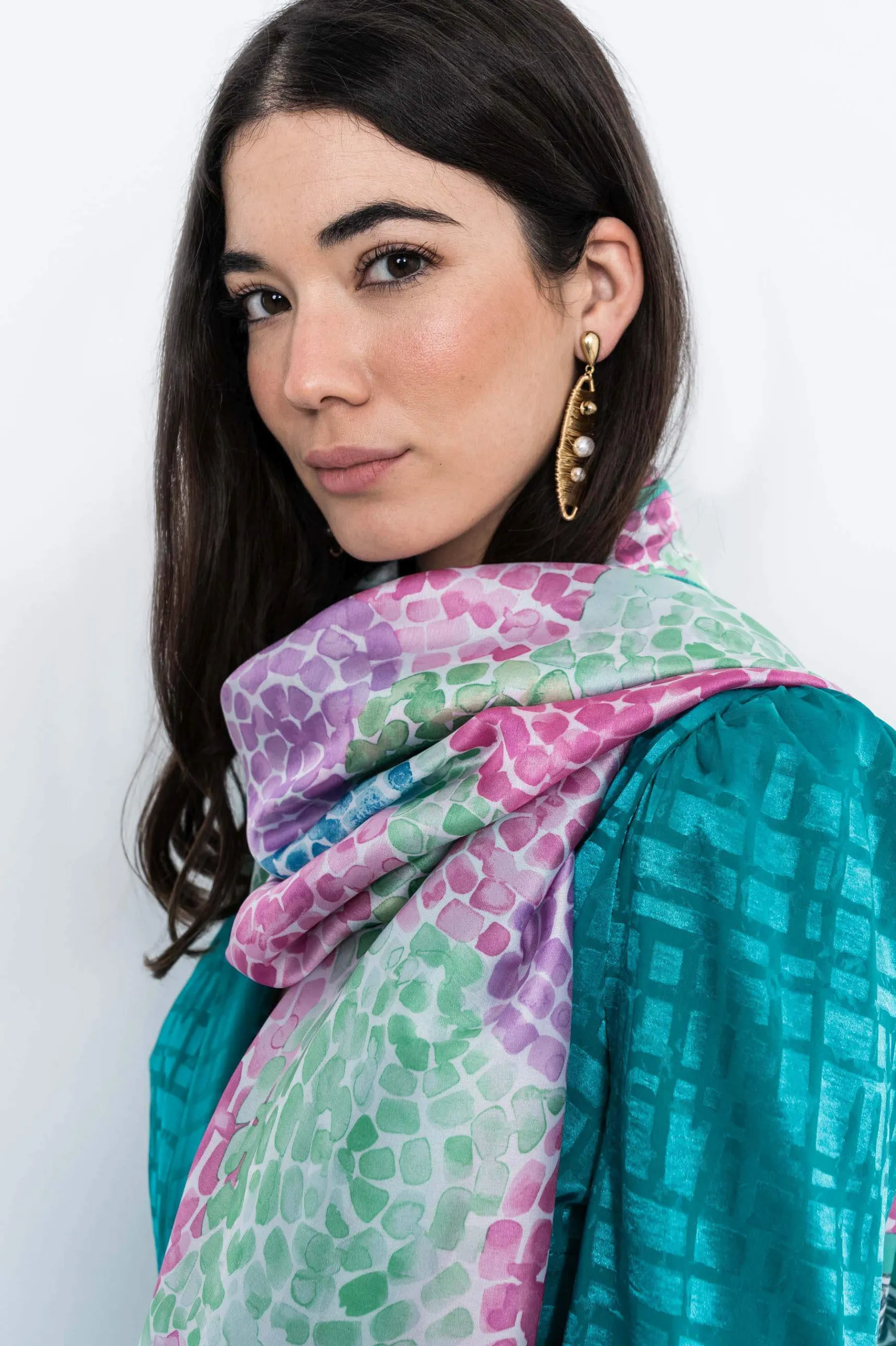 Precchio Foulards Y Estolas<FOULARD EFECTO SEDA MOSAICO VERDE