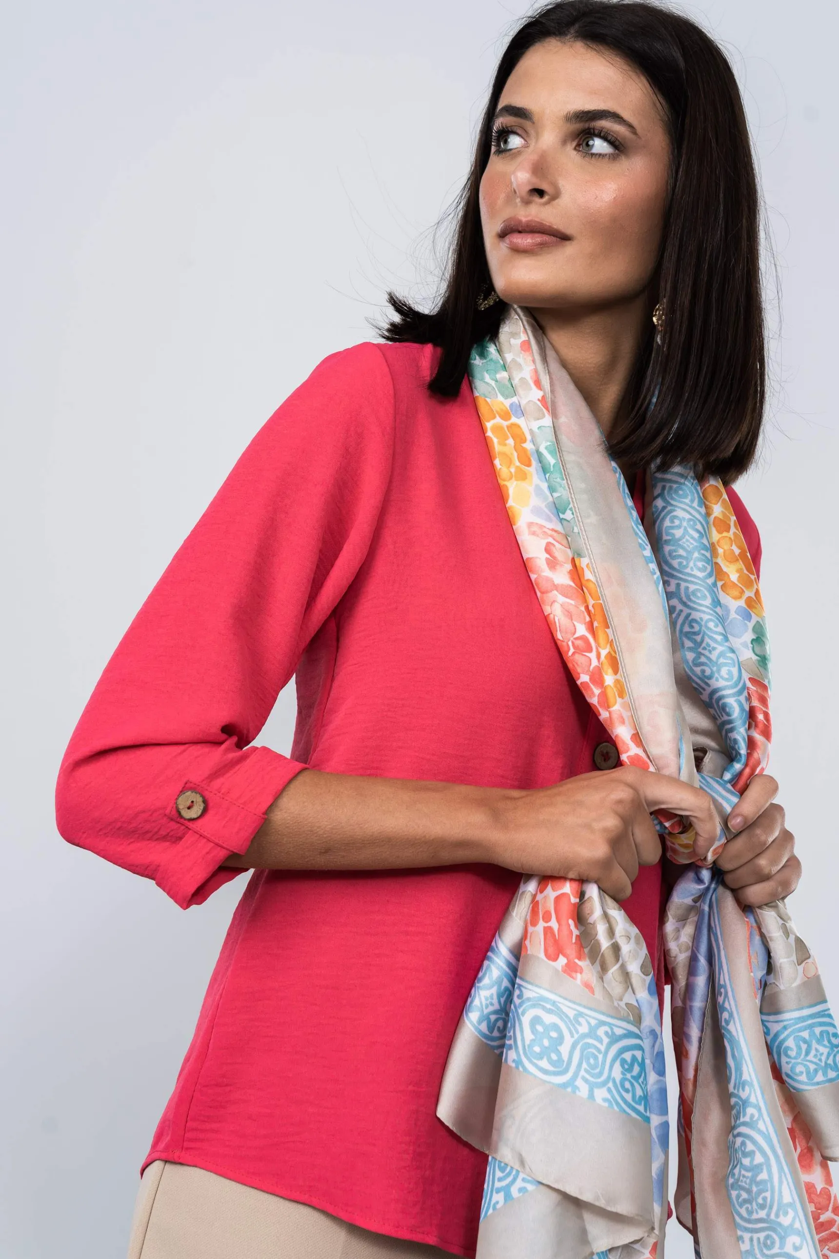 Precchio Foulards Y Estolas<FOULARD EFECTO SEDA MOSAICO TAUPE