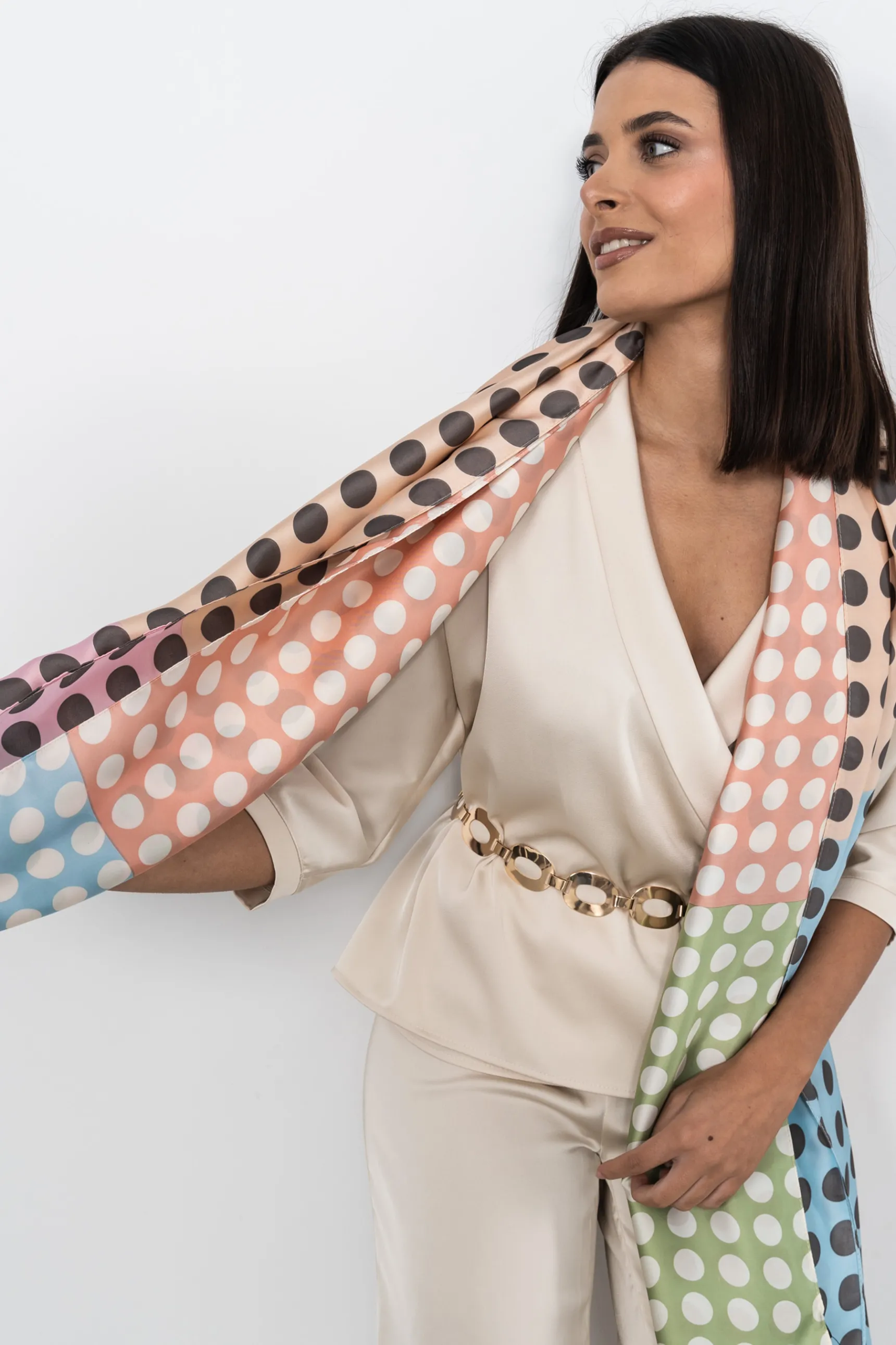 Precchio Foulards Y Estolas<FOULARD EFECTO SEDA TOPOS