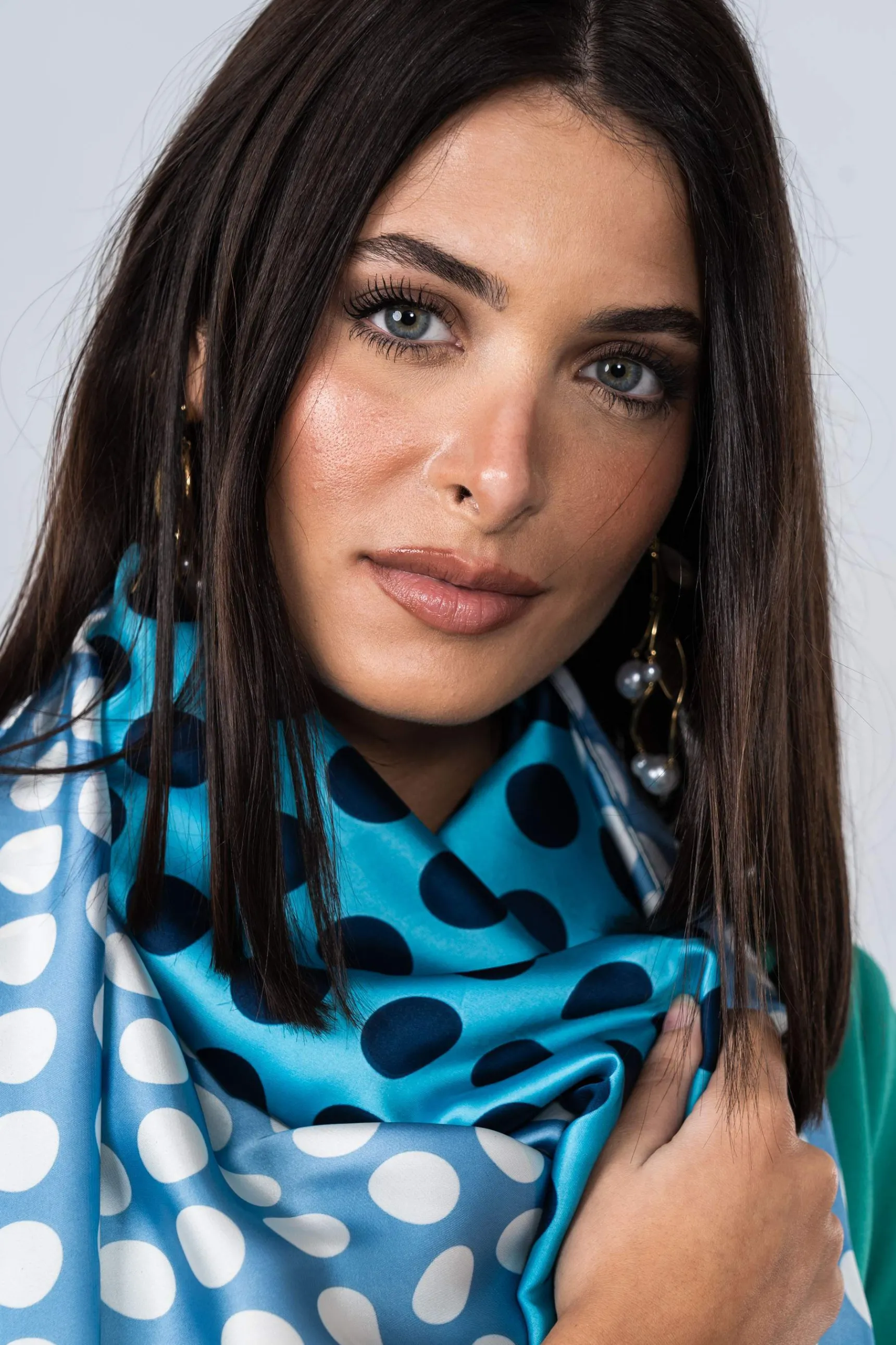 Precchio Foulards Y Estolas<FOULARD EFECTO SEDA TOPOS MARINO