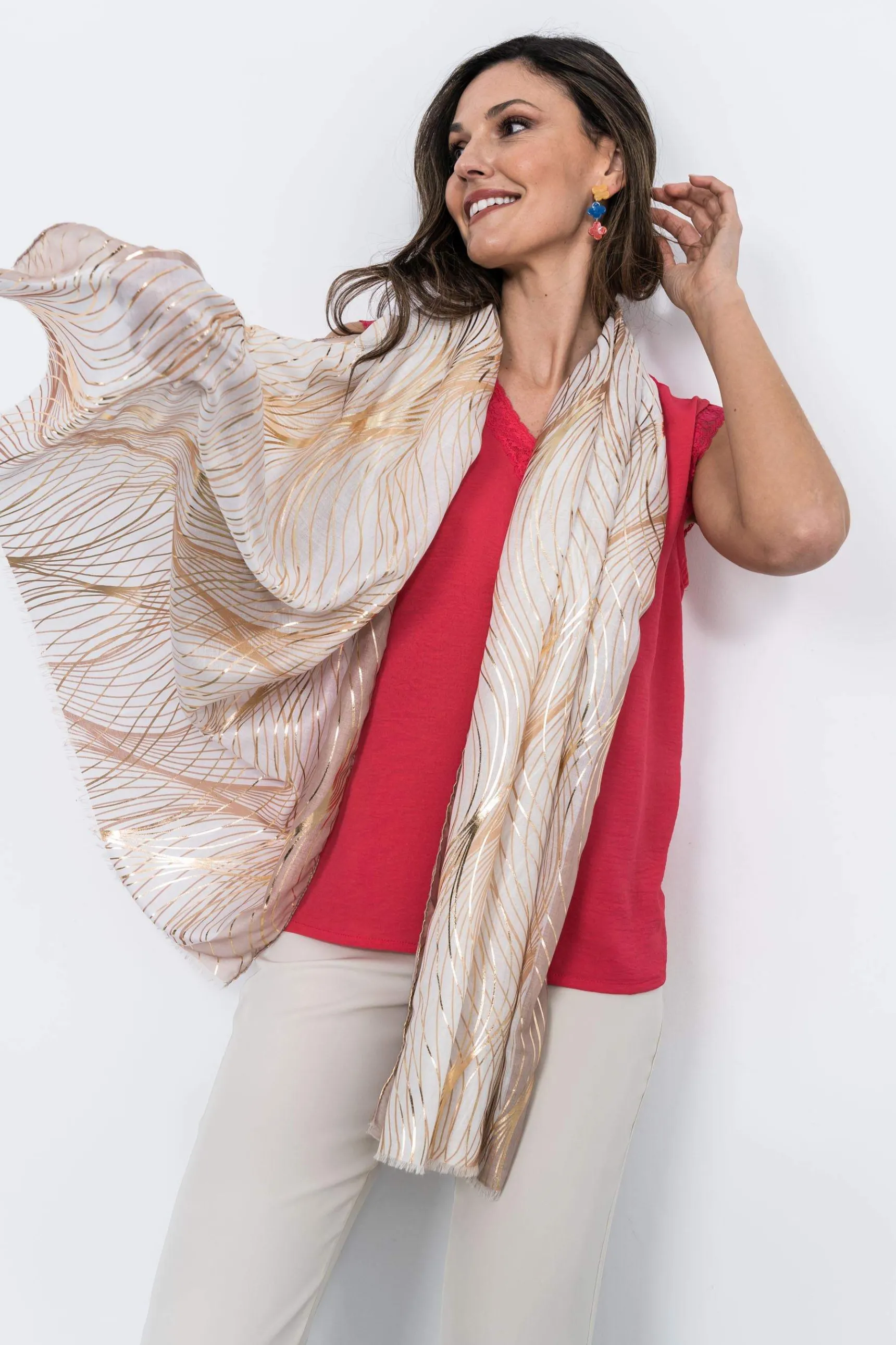 Precchio Foulards Y Estolas<FOULARD EFECTO TRAZOS ORO