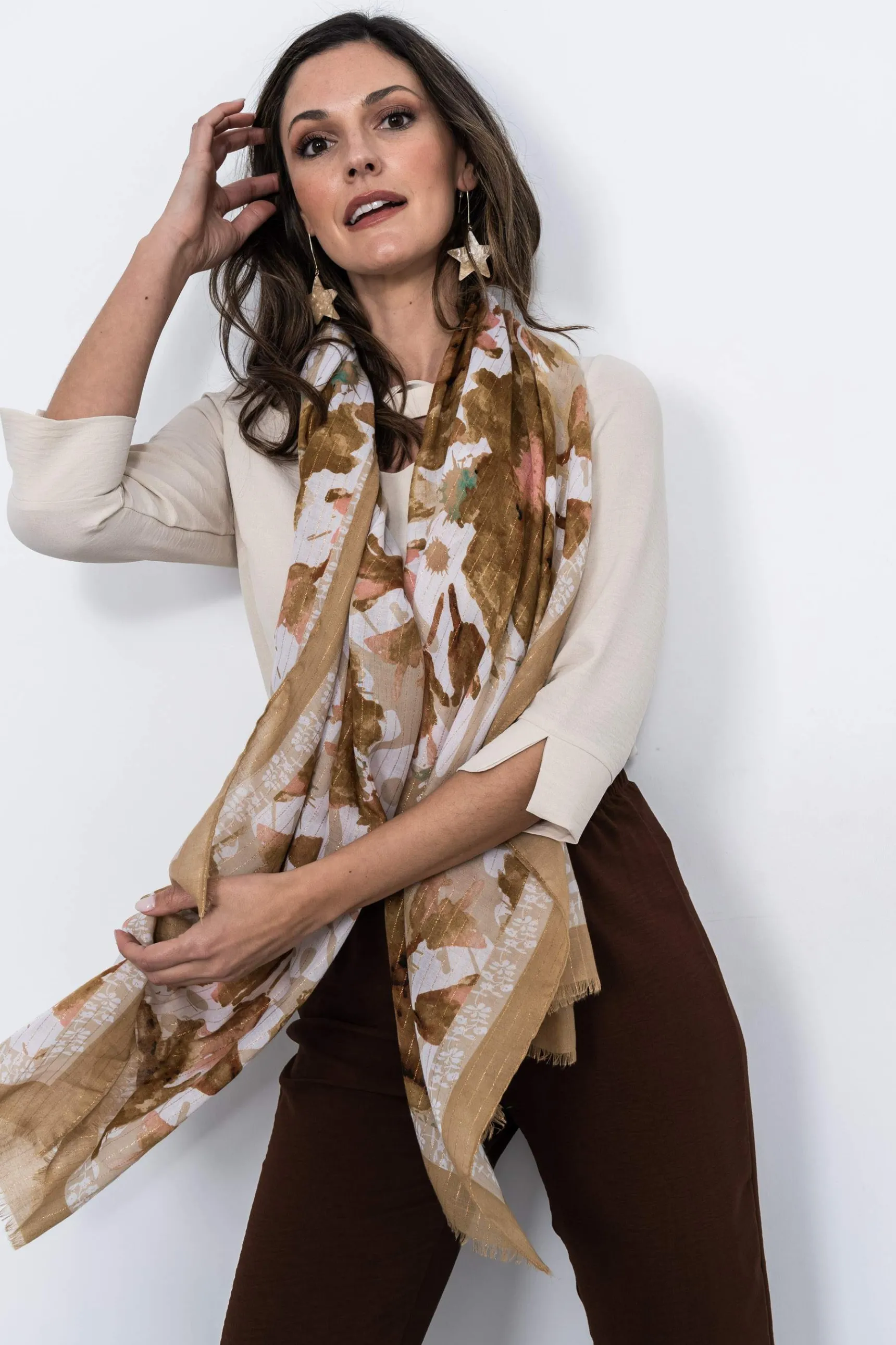 Precchio Foulards Y Estolas<FOULARD FLORES HILOS ORO