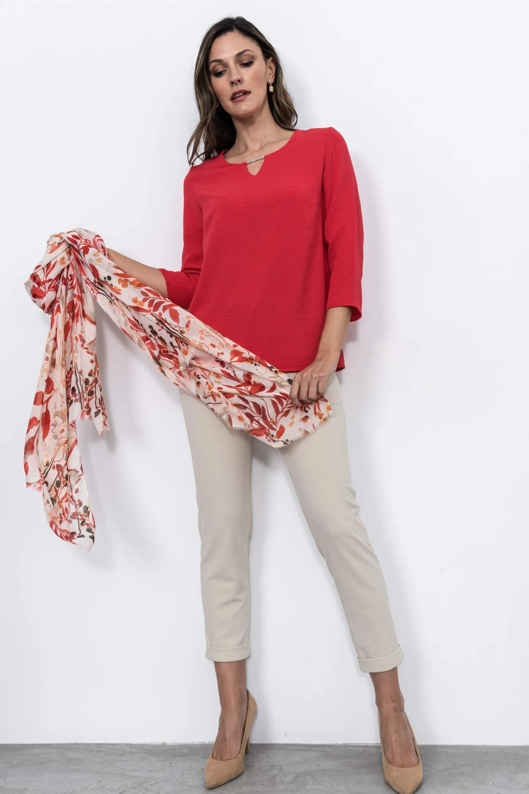 Precchio Foulards Y Estolas<FOULARD HOJAS ROJO