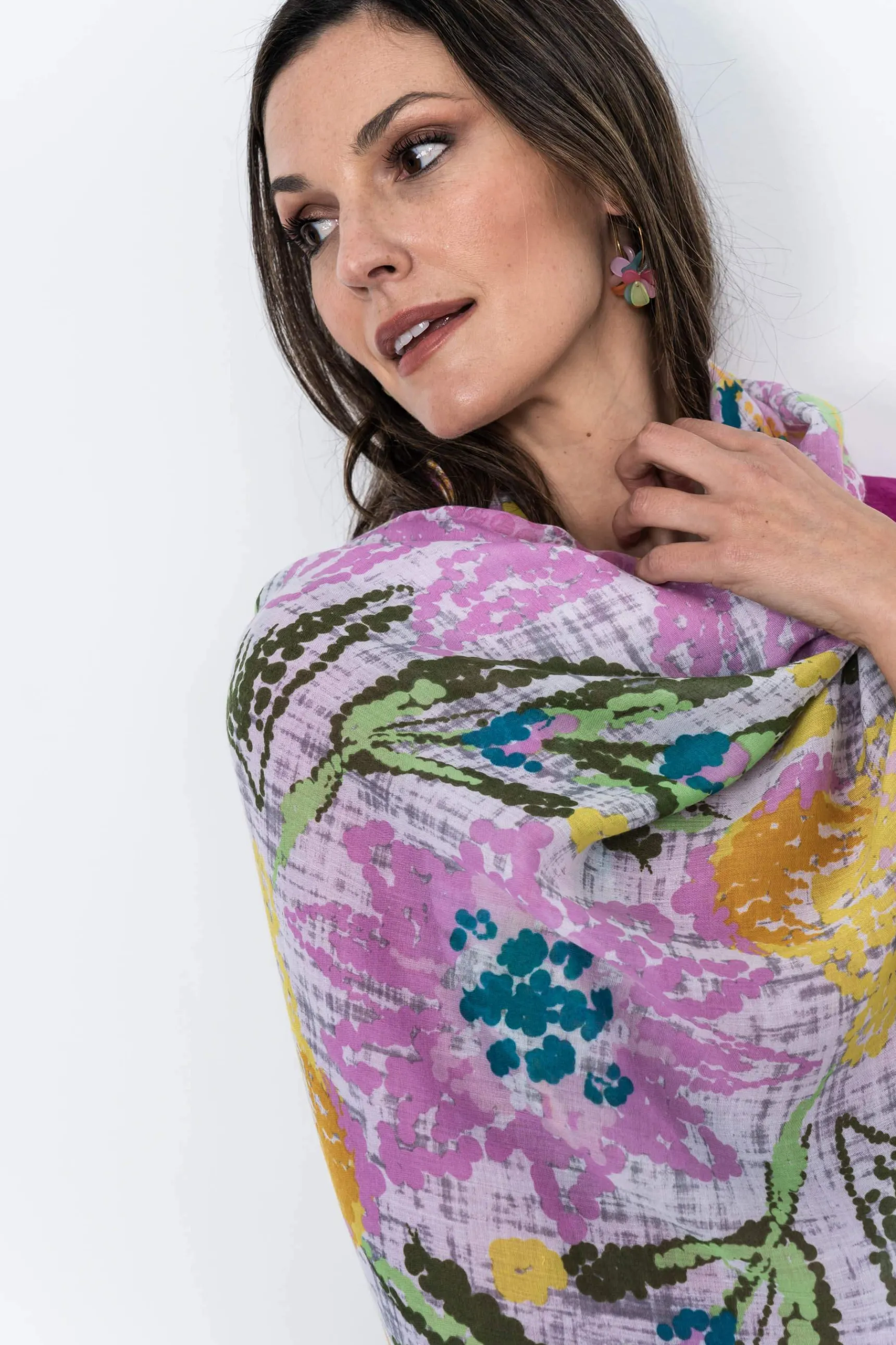 Precchio Foulards Y Estolas<FOULARD MANCHAS FLOR ROSA