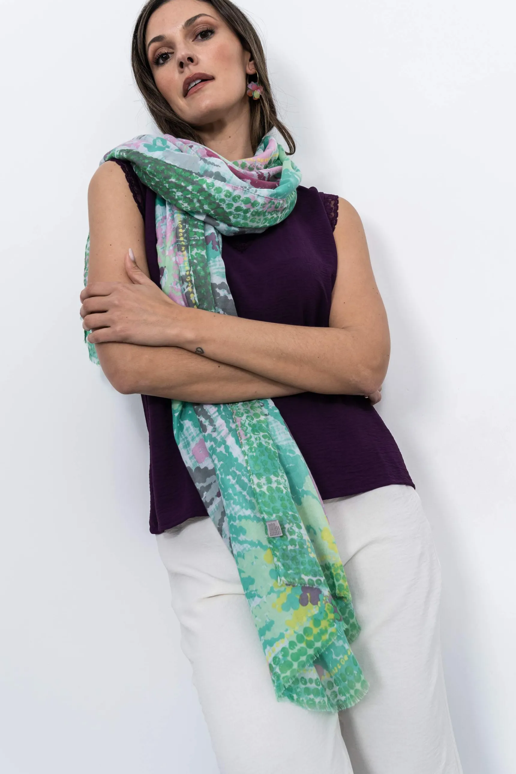 Precchio Foulards Y Estolas<FOULARD MANCHAS FLOR VERDE
