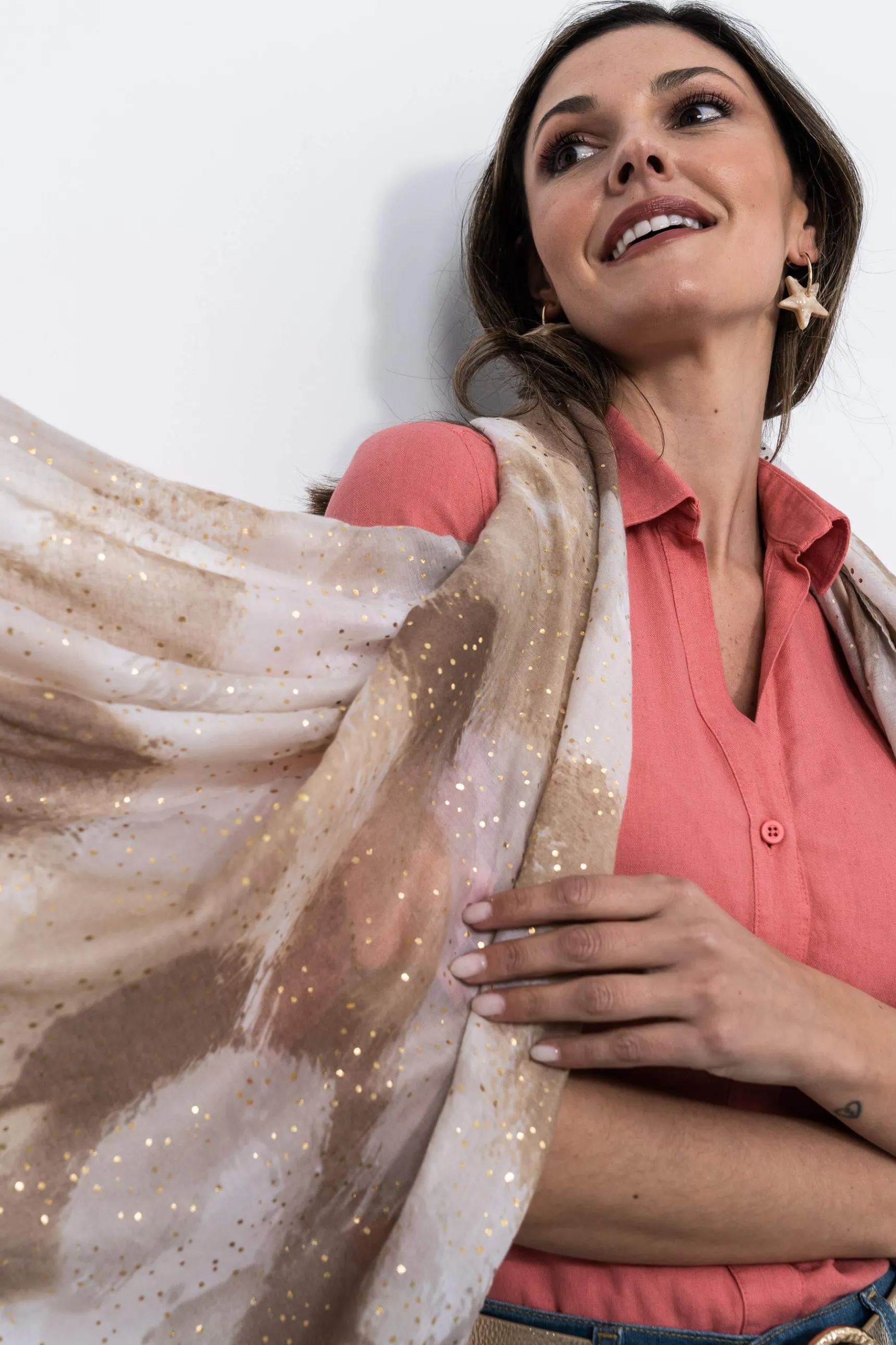 Precchio Foulards Y Estolas<FOULARD MOTAS ORO
