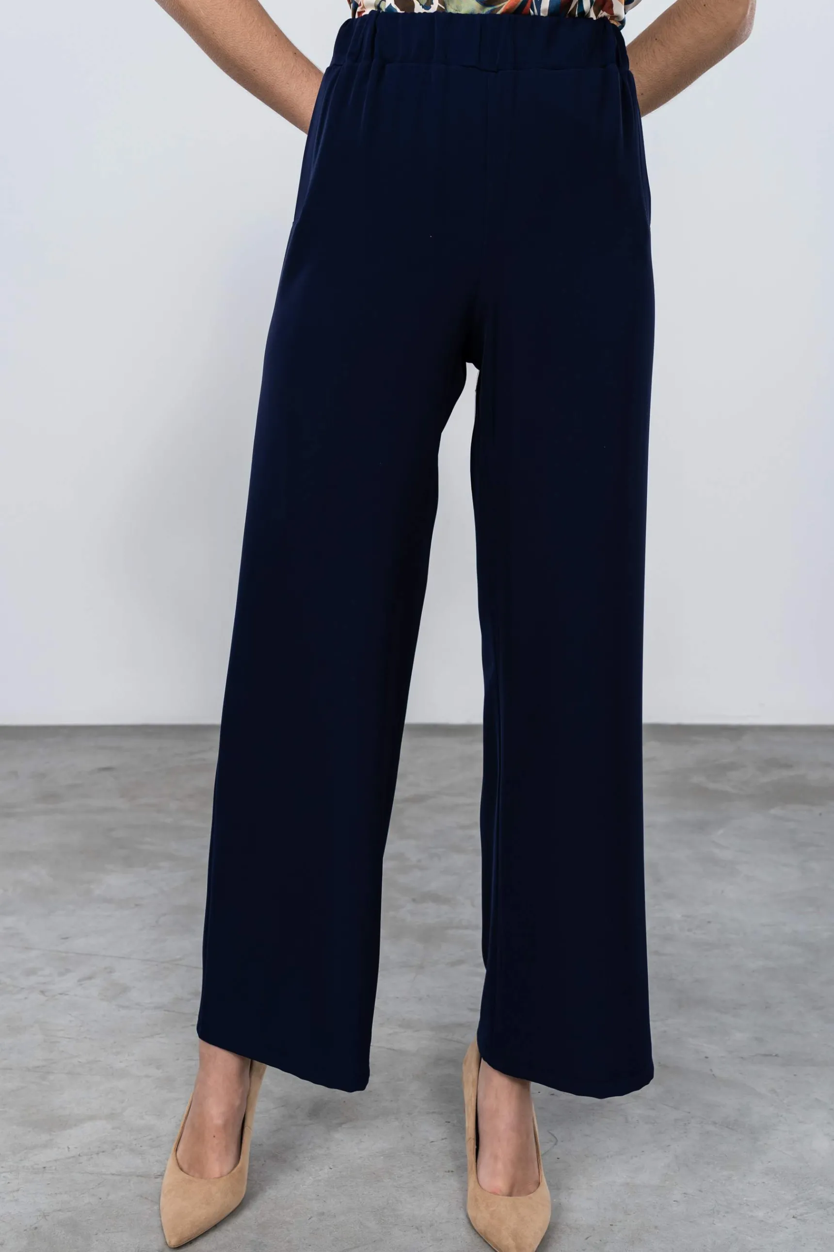 Precchio Pantalones<PANTALÓN ANCHO FLUIDO MARINO