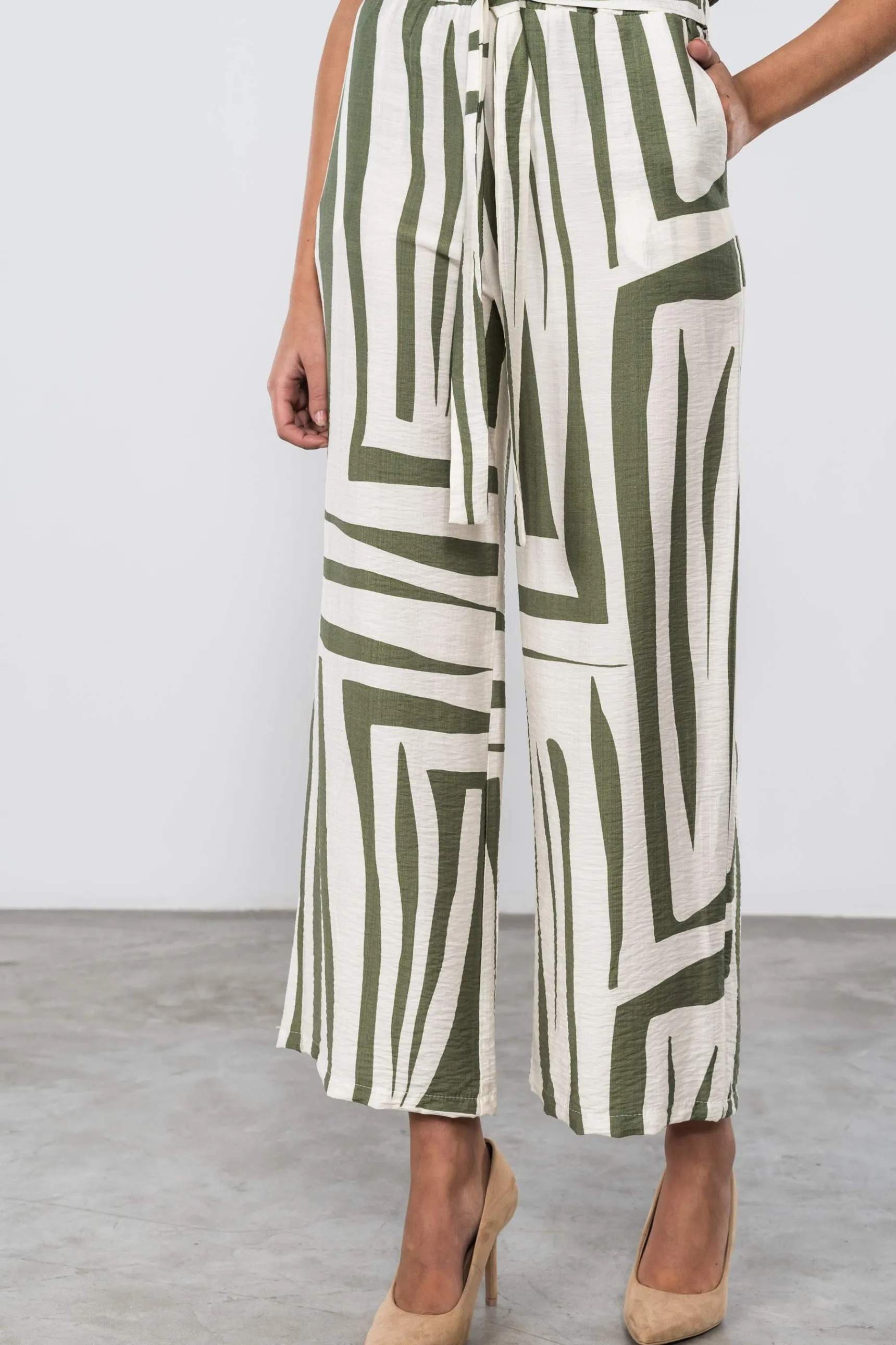 Precchio Pantalones<PANTALÓN ESTAMPADO ANCHO KAKI