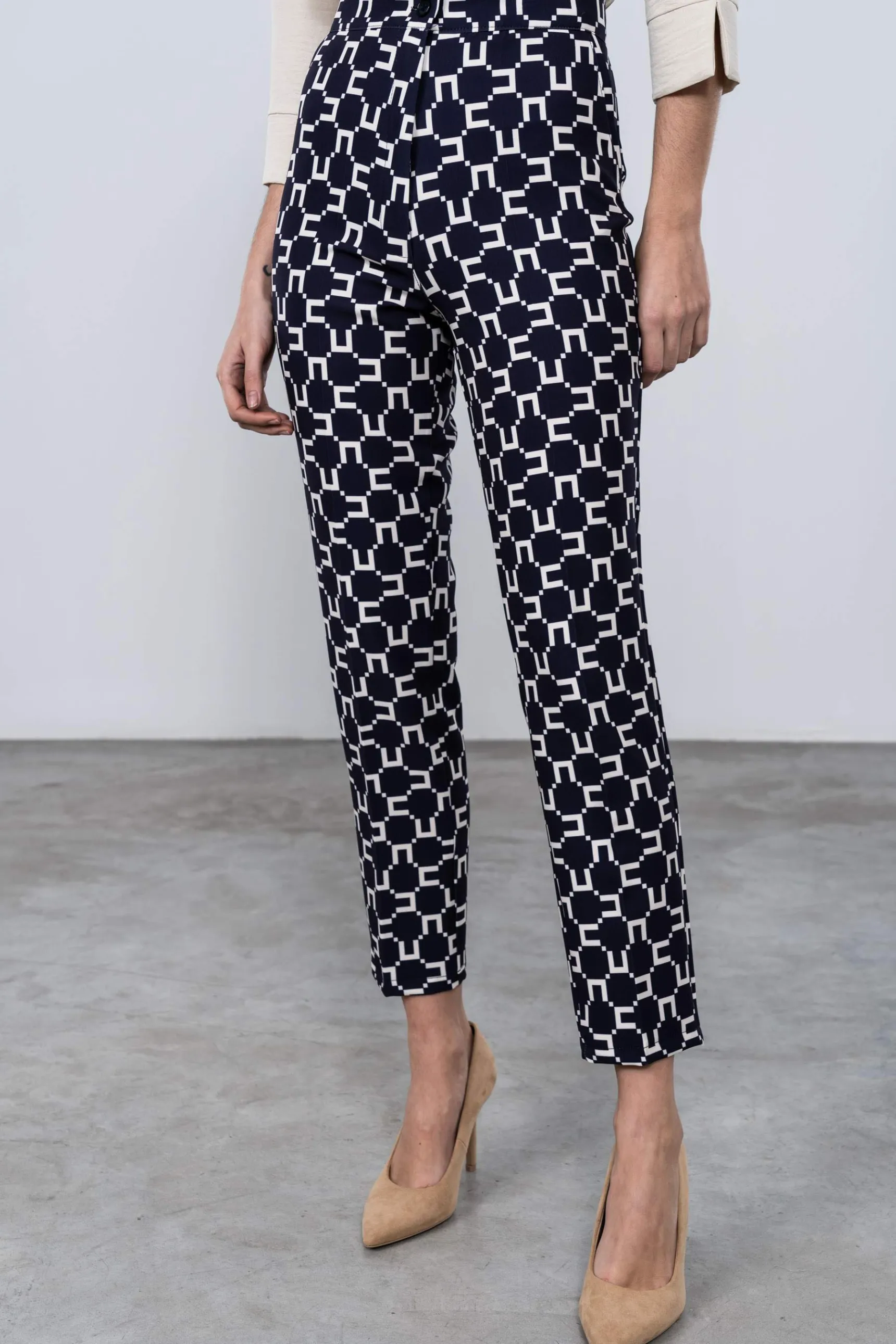 Precchio Pantalones<PANTALÓN ESTAMPADO GEOMÉTRICO MARINO