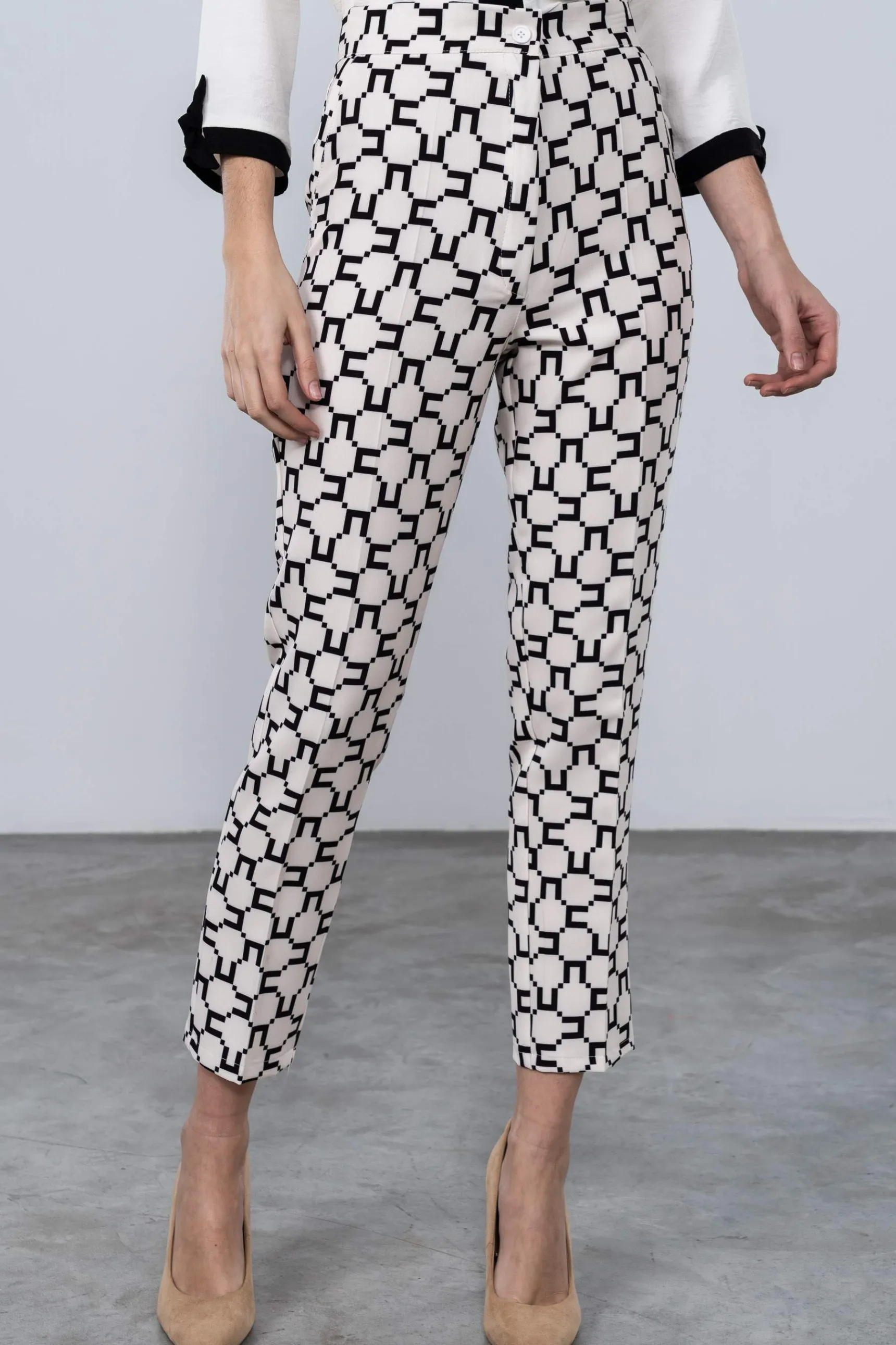 Precchio Pantalones<PANTALÓN ESTAMPADO GEOMÉTRICO CRUDO