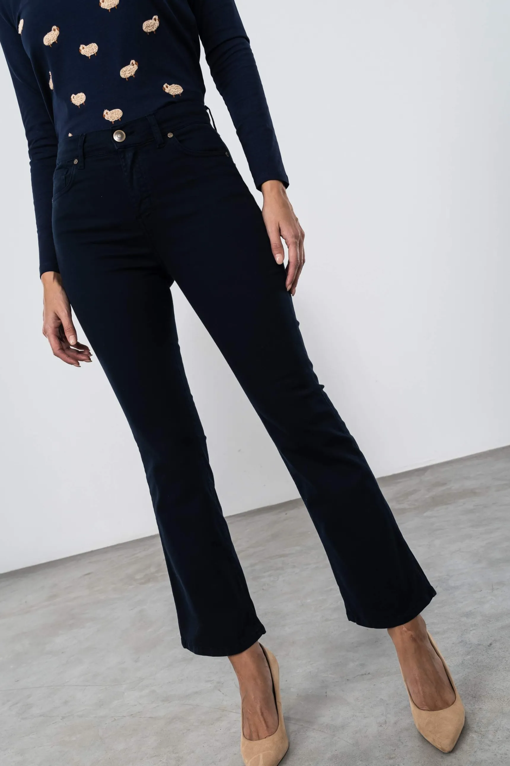 Precchio Pantalones<PANTALÓN FLARE SATÉN MARINO