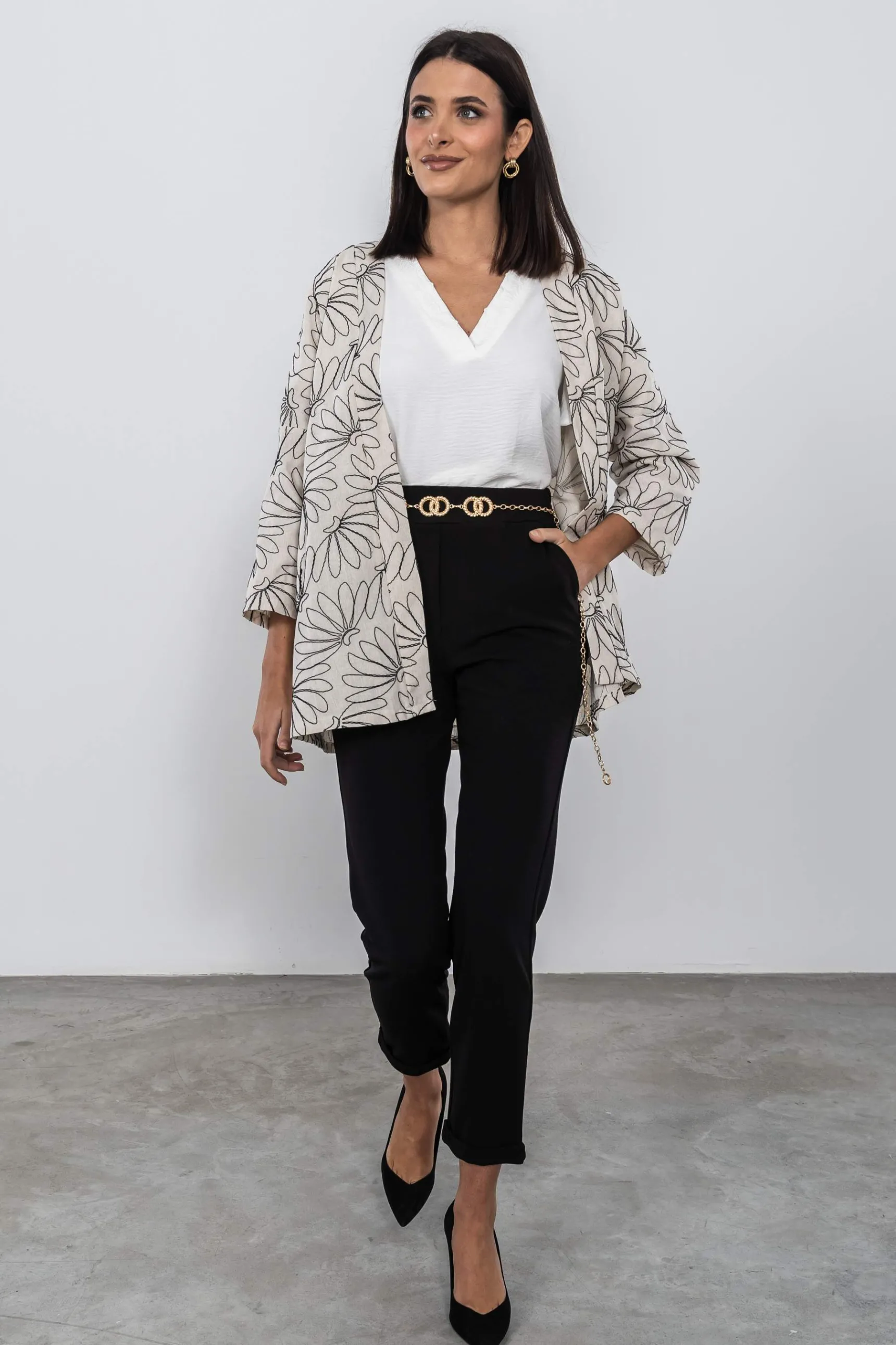 Precchio Pantalones<PANTALÓN GOMA BOLSILLOS NEGRO