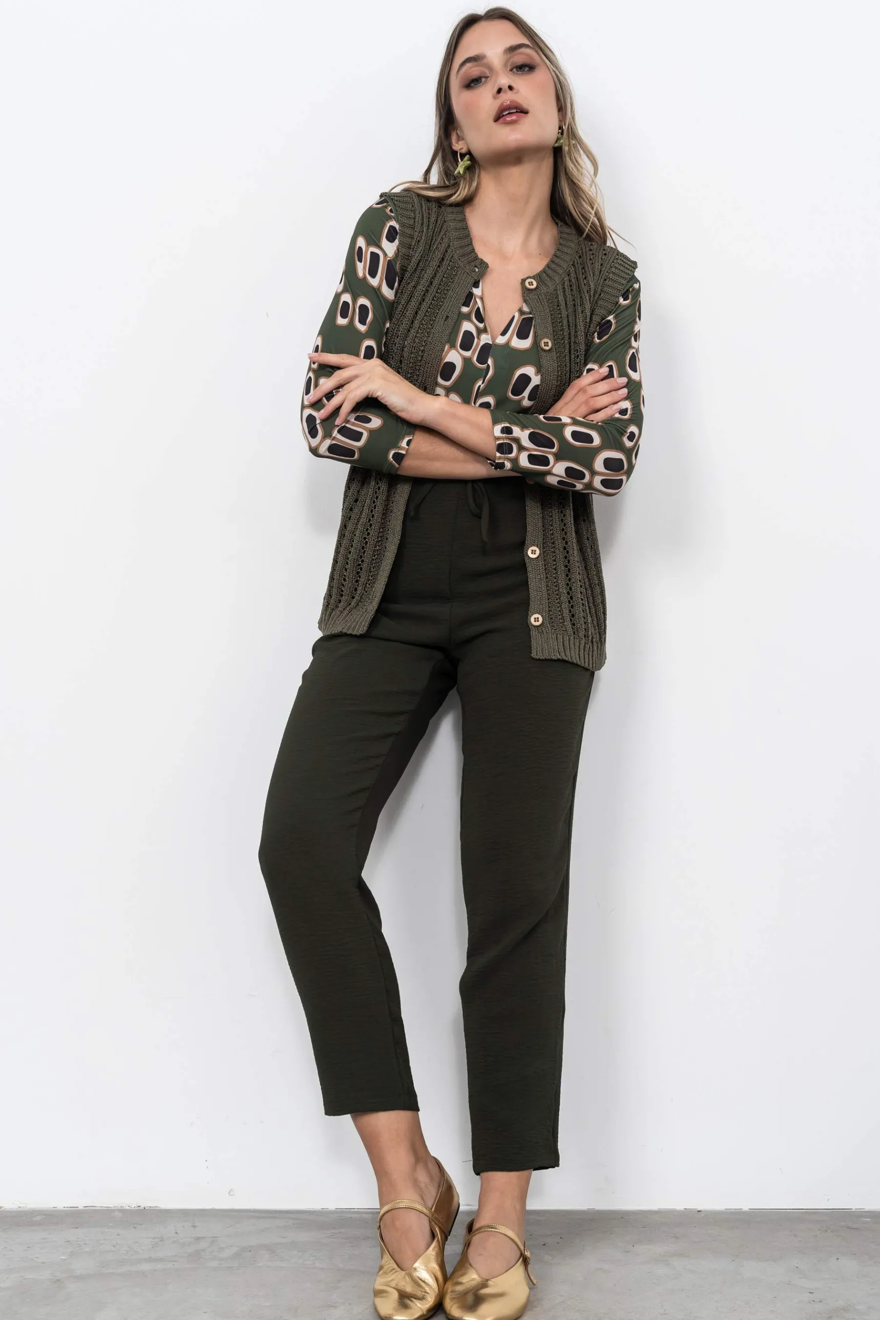 Precchio Pantalones<PANTALÓN HOLGADO CORDÓN KAKI