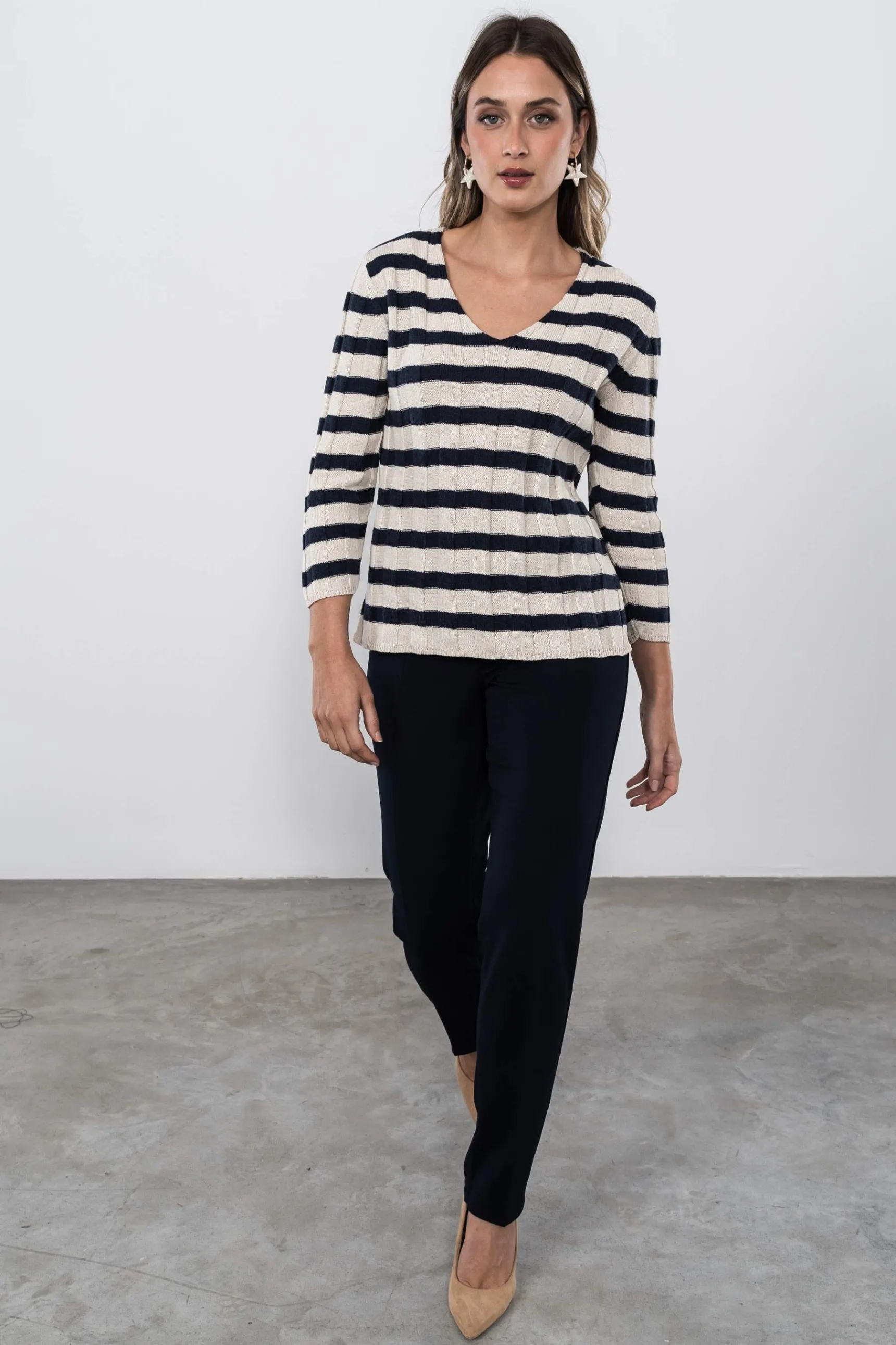 Precchio Pantalones<PANTALÓN PIQUÉ VESTIR MARINO