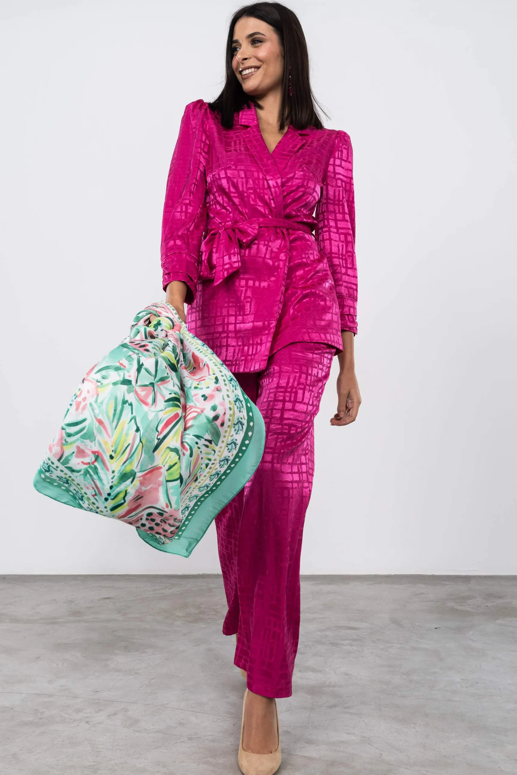 Precchio Pantalones<PANTALÓN SATINADO FANTASÍA FUCSIA