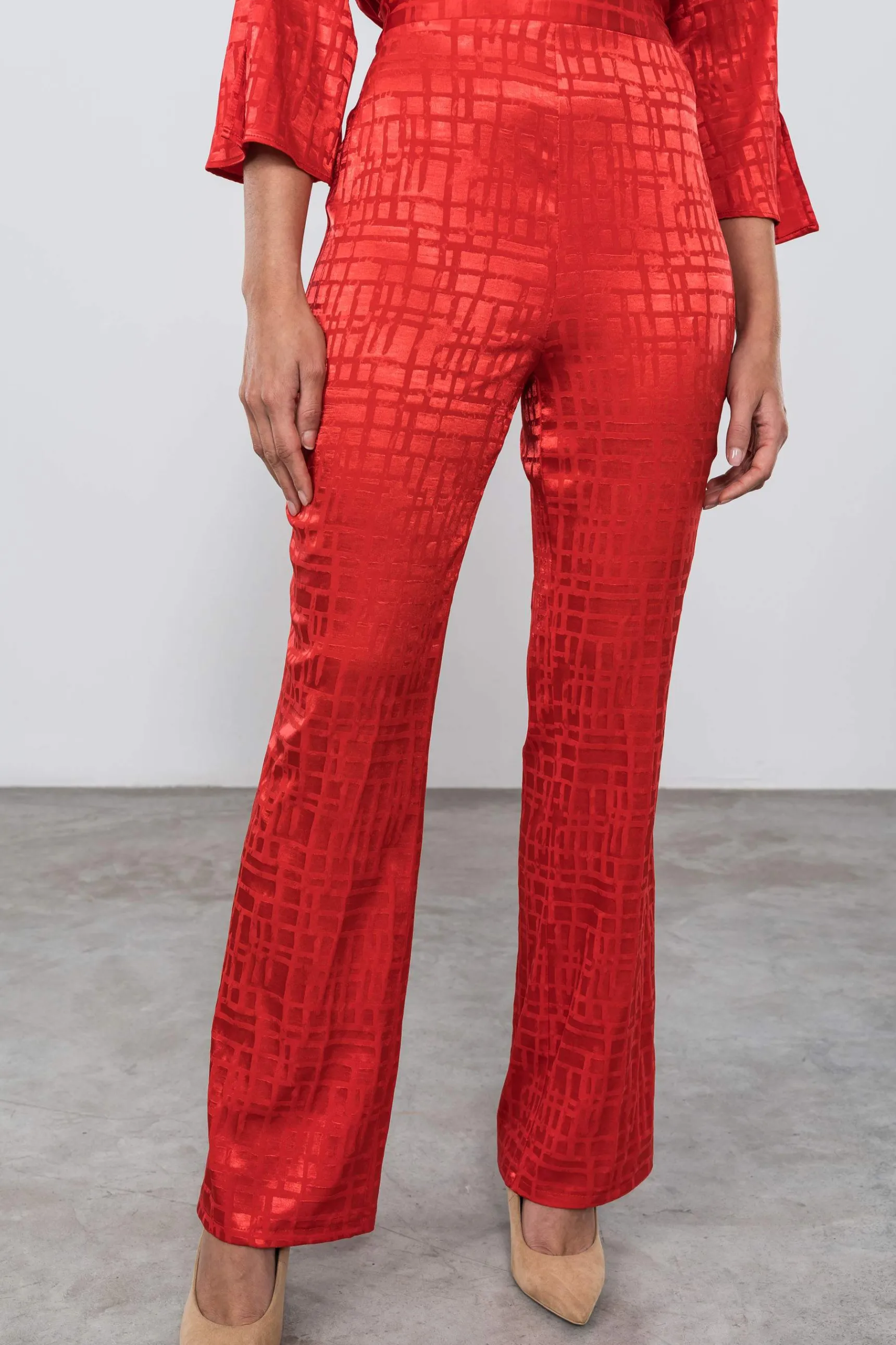 Precchio Pantalones<PANTALÓN SATINADO FANTASÍA ROJO