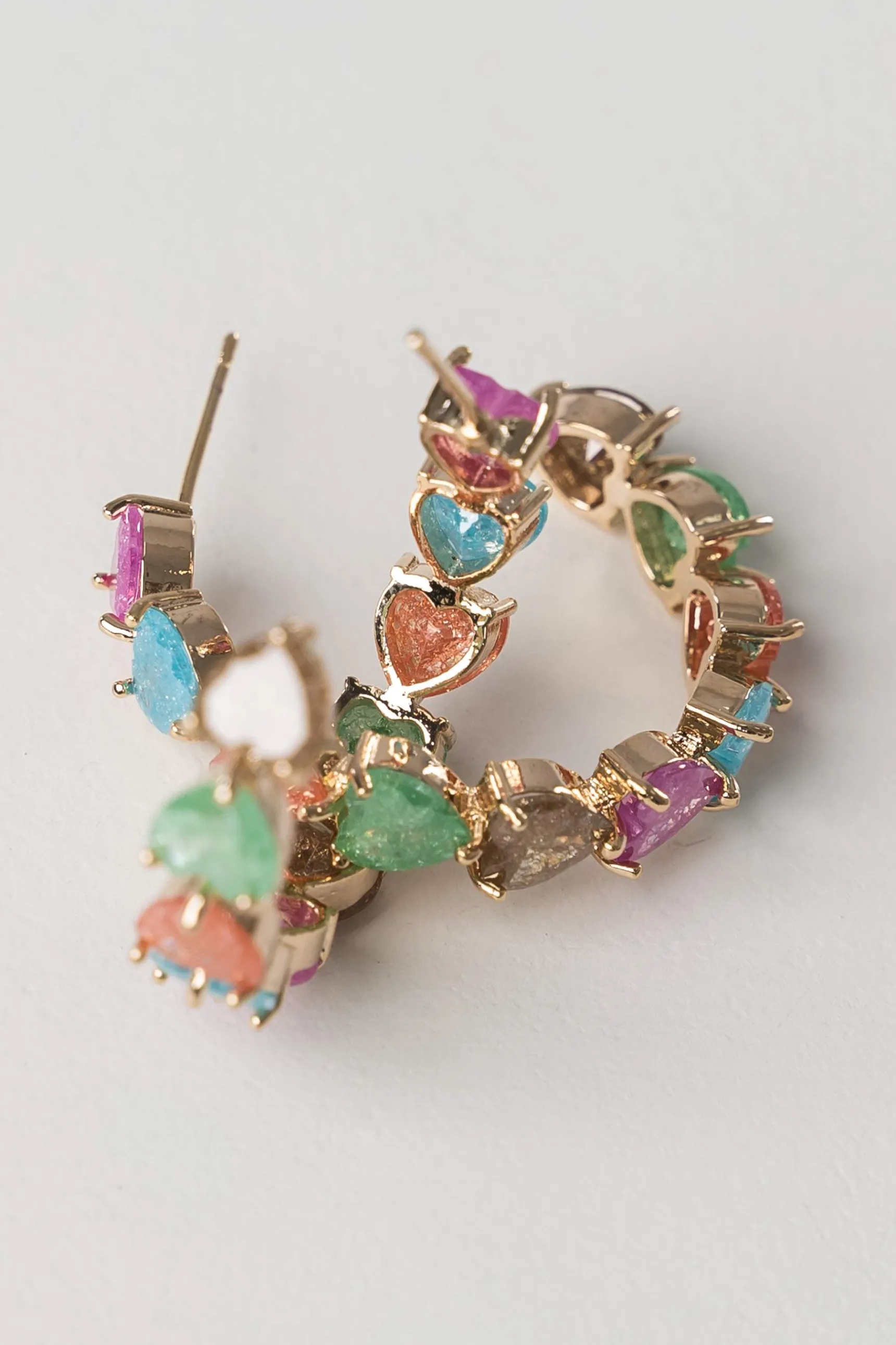 Precchio Bisuteria<PENDIENTE AROS CRISTAL CORAZÓN