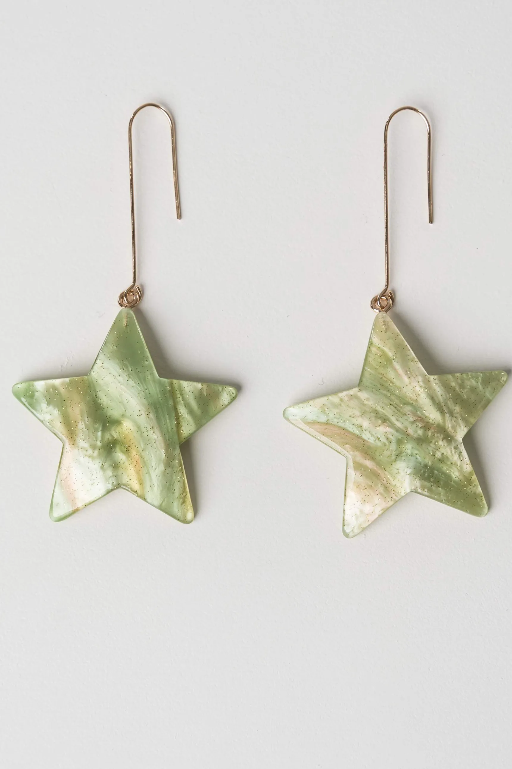 Precchio Bisuteria<PENDIENTE COLGANTE ESTRELLA VERDE